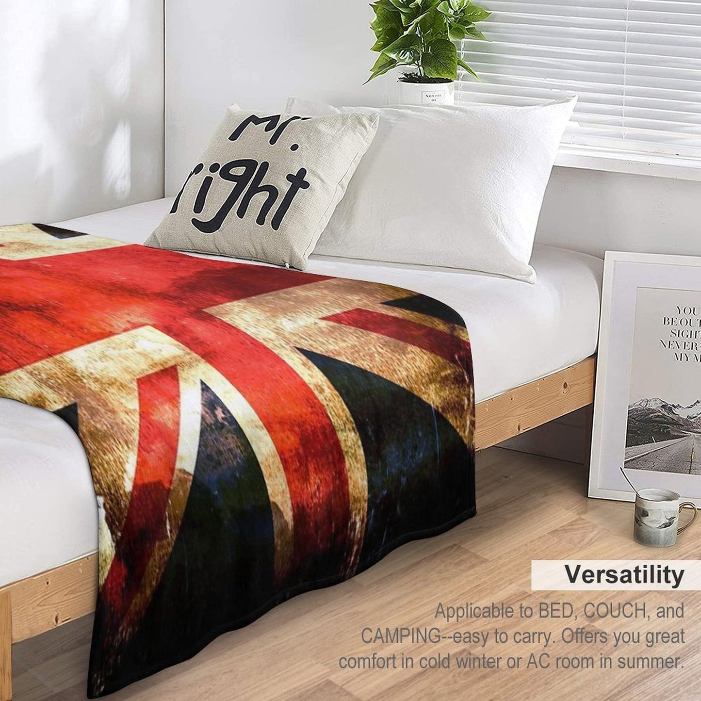 British UK Flag Grunge Vintage Sustainable Throw Blanket