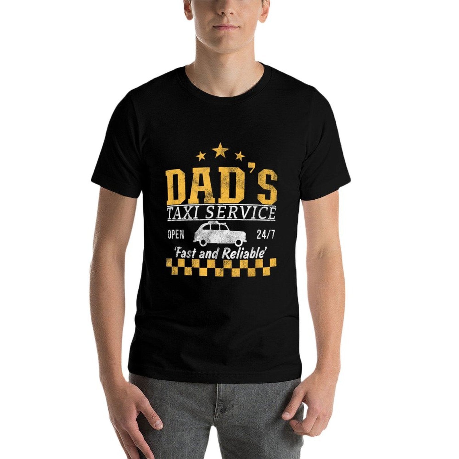 Dad's Birthday And Men's Blue Classic Fit Letter Print - Dad's Taxi Service  Wrinkle-resistant T-Shirt