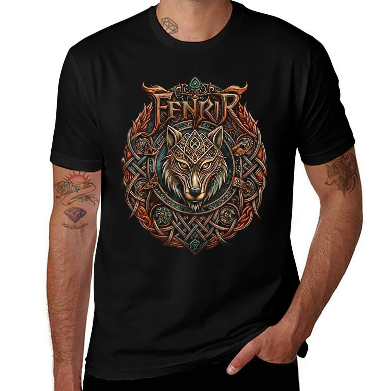 The Chains of Fenrir – Nordic Mythology  Fantasy Wolf  Stretchy T-Shirt
