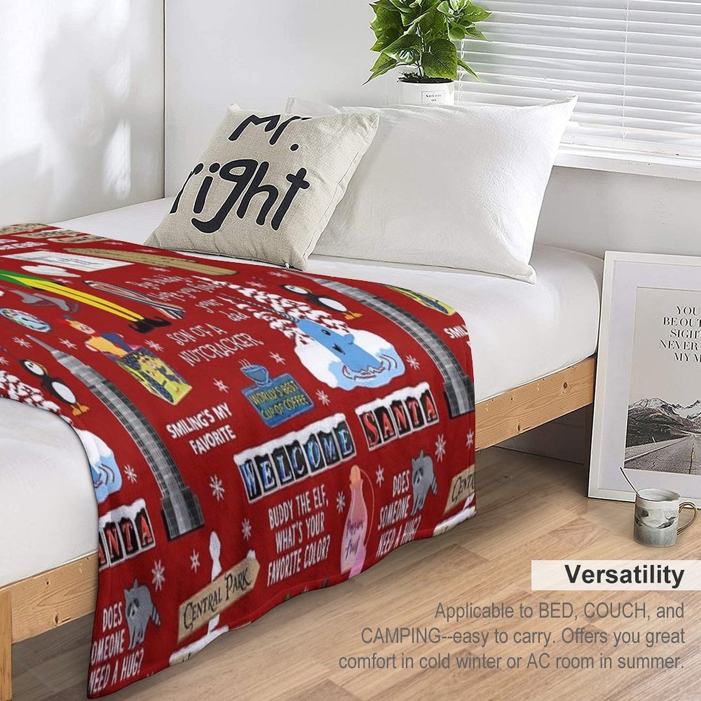 Buddy The Elf Collage, Red Background Multi-functional Throw Blanket