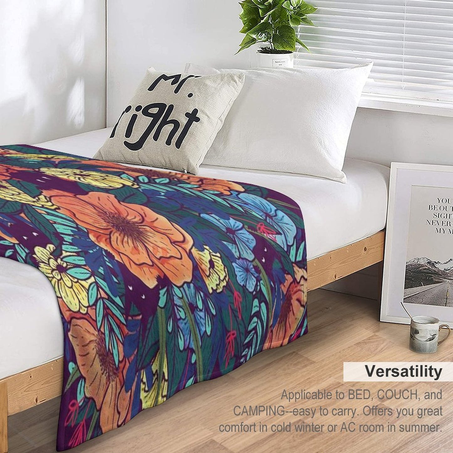 Wild Flowers Machine-washable Throw Blanket