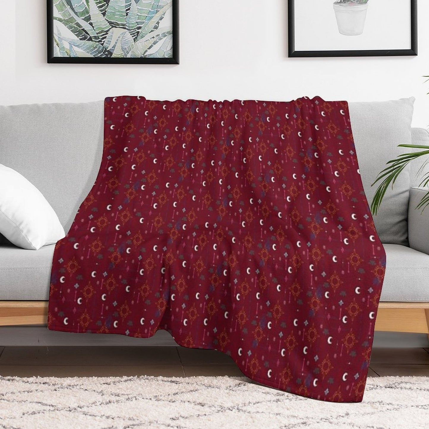 Mollymauk Tealeaf Pattern Lightweight Throw Blanket