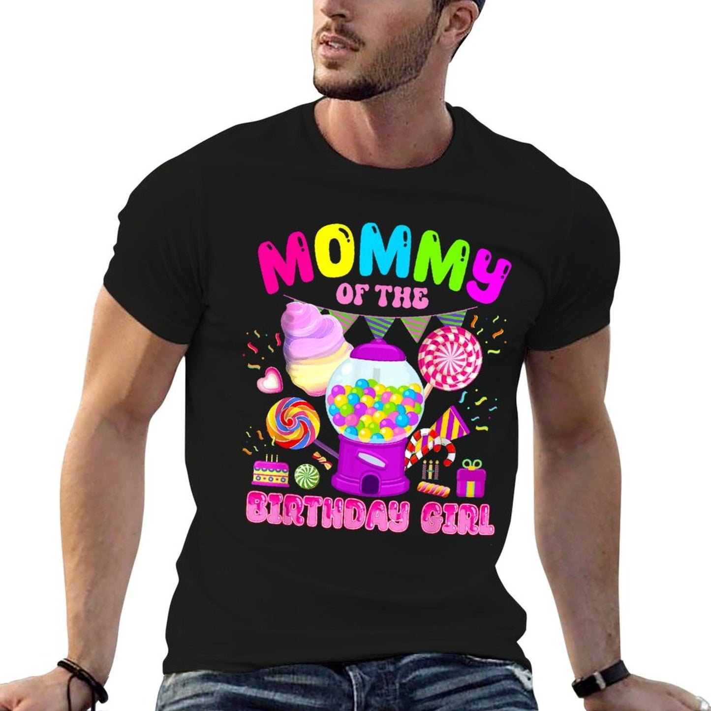 Mommy Of The Birthday Girl Mom Candy Crew Candy Land Kids Stretchy T-Shirt