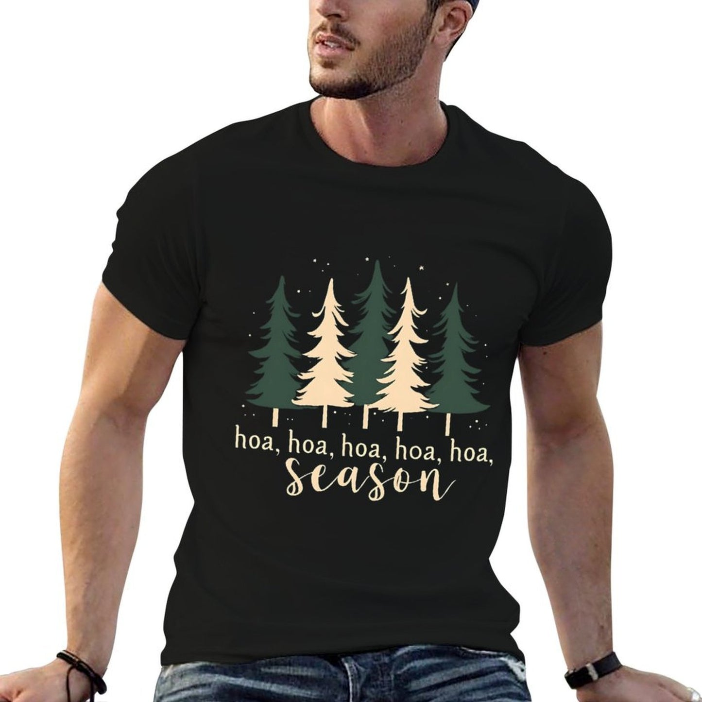 Twilight Lover Pine Forest Hoa Hoa Hoa Hoa Hoa Cozy Season Oversized Silhouette T-Shirt