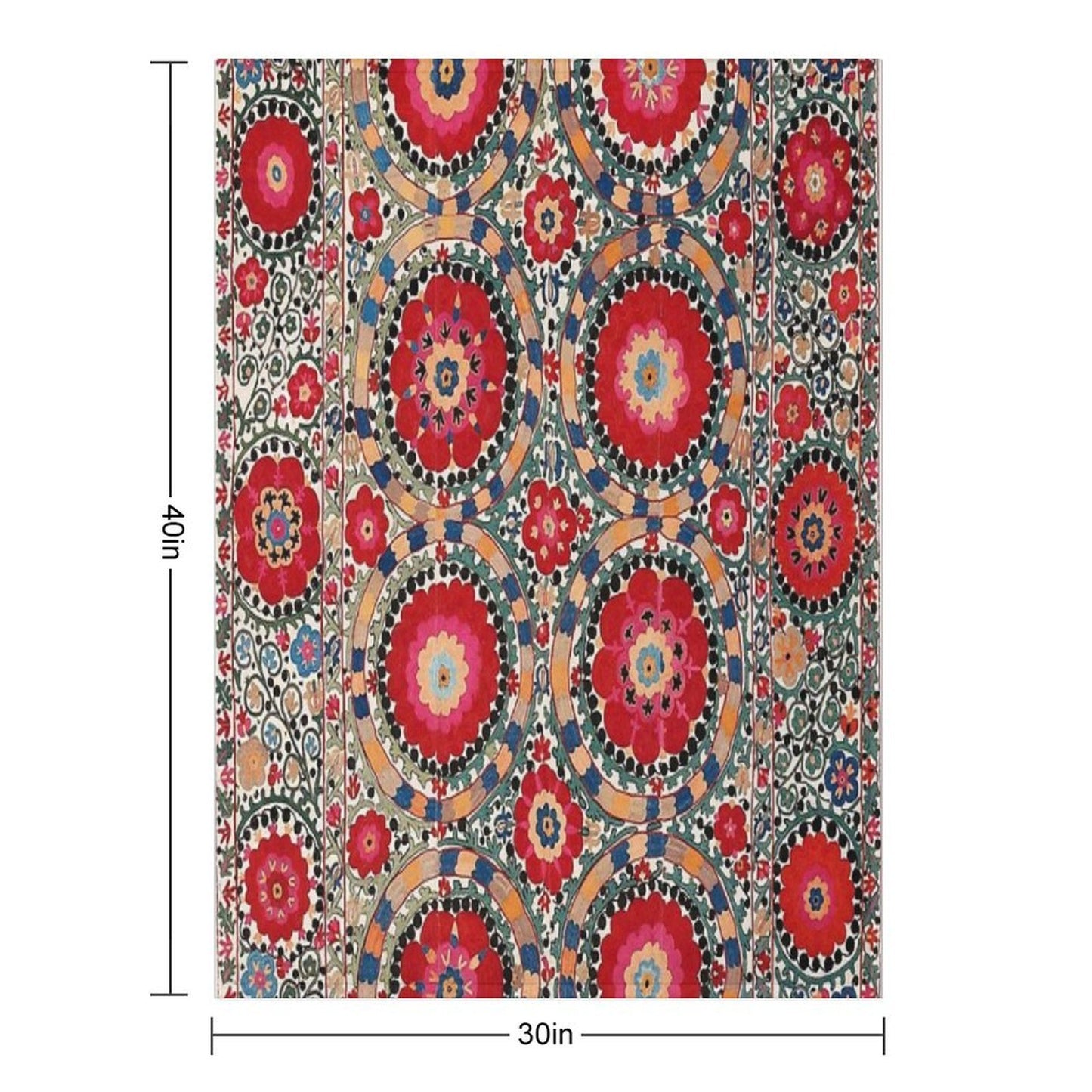 Karabag Suzani Uzbekistan Embroidery Print Wrinkle-free Throw Blanket