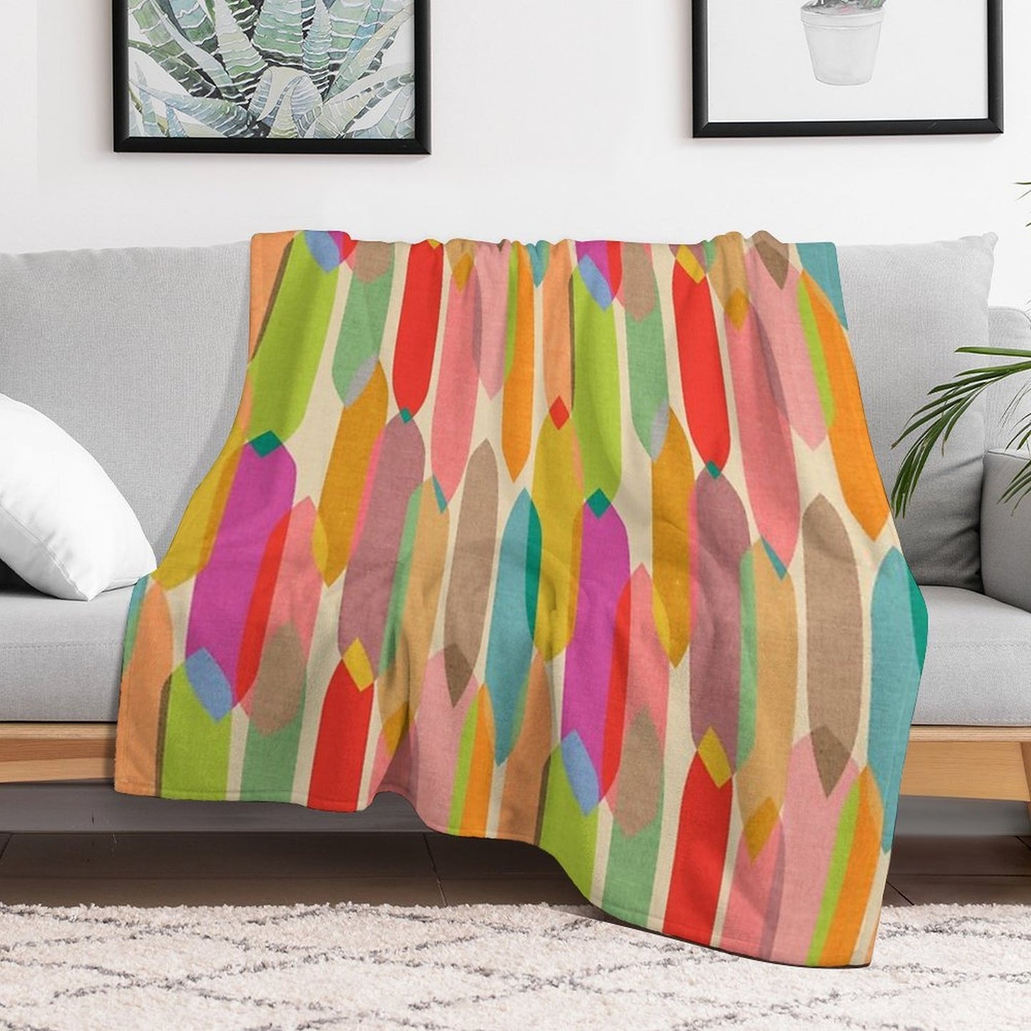 Mid Century Droplets Kaleidoscope Velvety-soft Throw Blanket