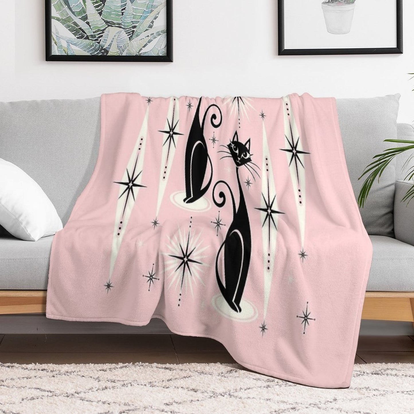 Mid Century Meow Retro Atomic Cats LG ©studioxtine All-season Throw Blanket