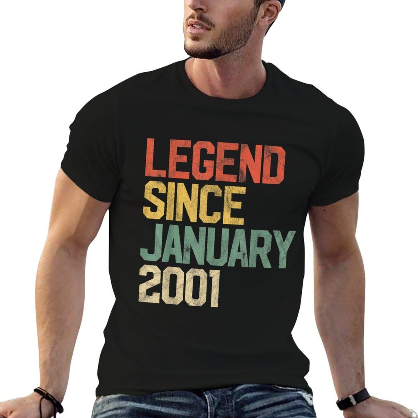 21 Year Old Gifts Legend Since January 2001 21st Birthday Vintage-inspired T-Shirt
