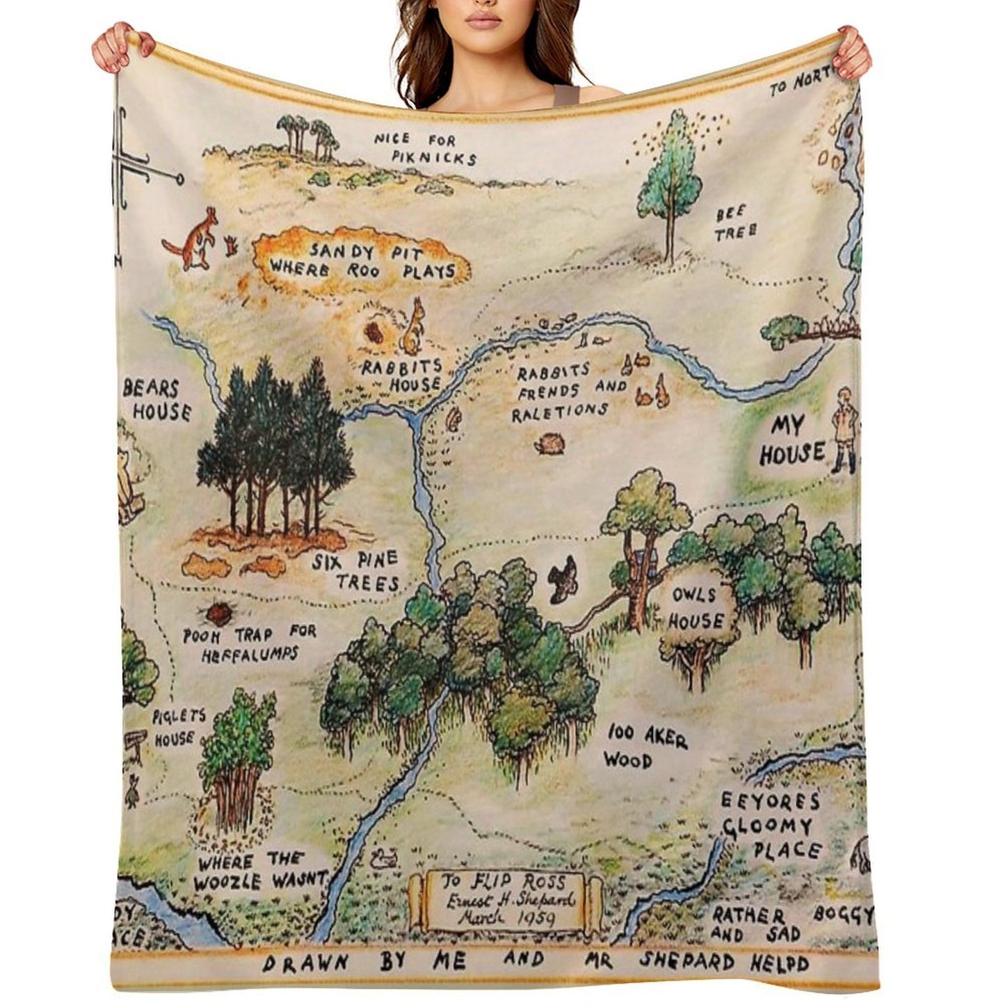 100 Acre Wood Map All-season Throw Blanket