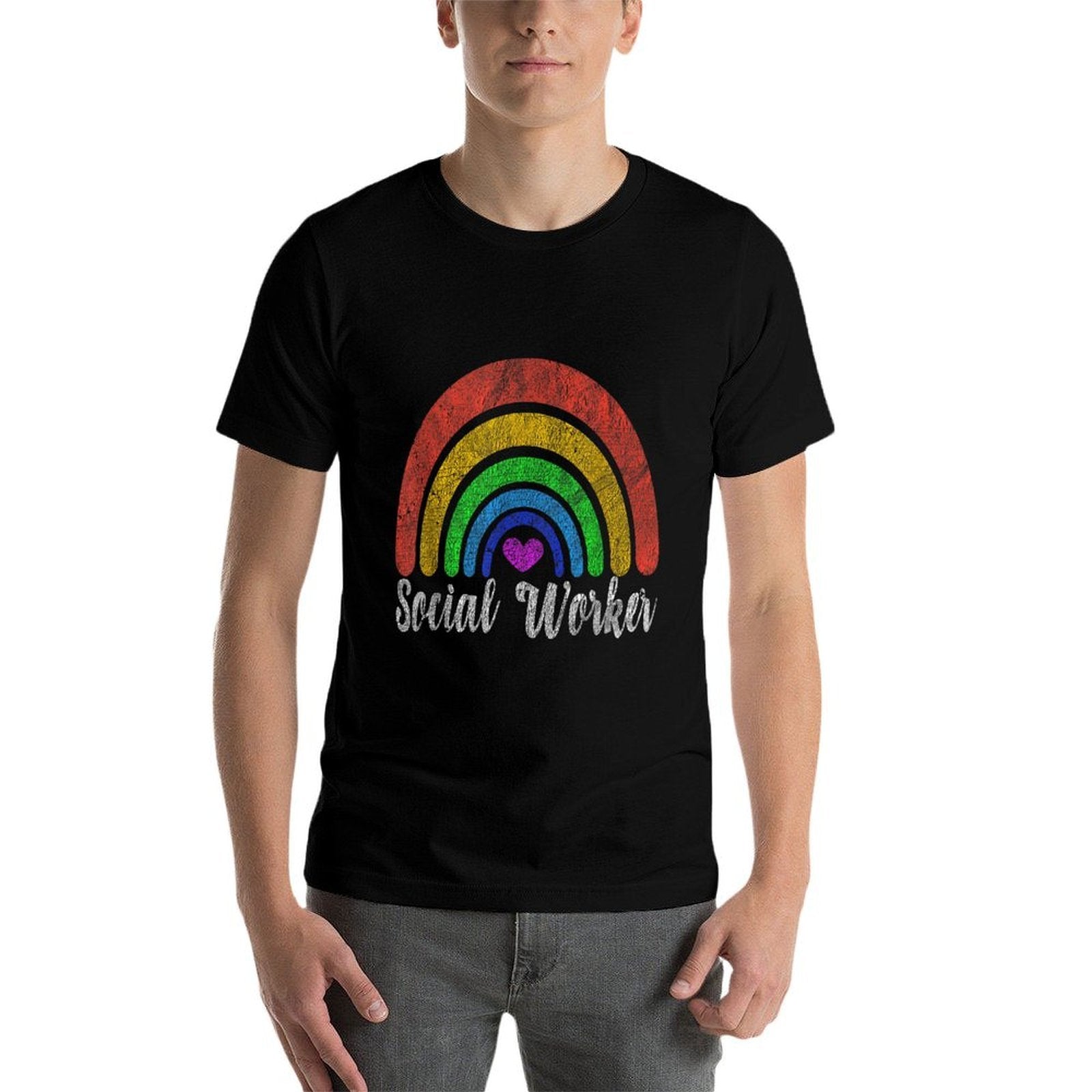 Vintage Retro Social Worker Rainbow Social Work Rainbow  Polyester Blend T-Shirt
