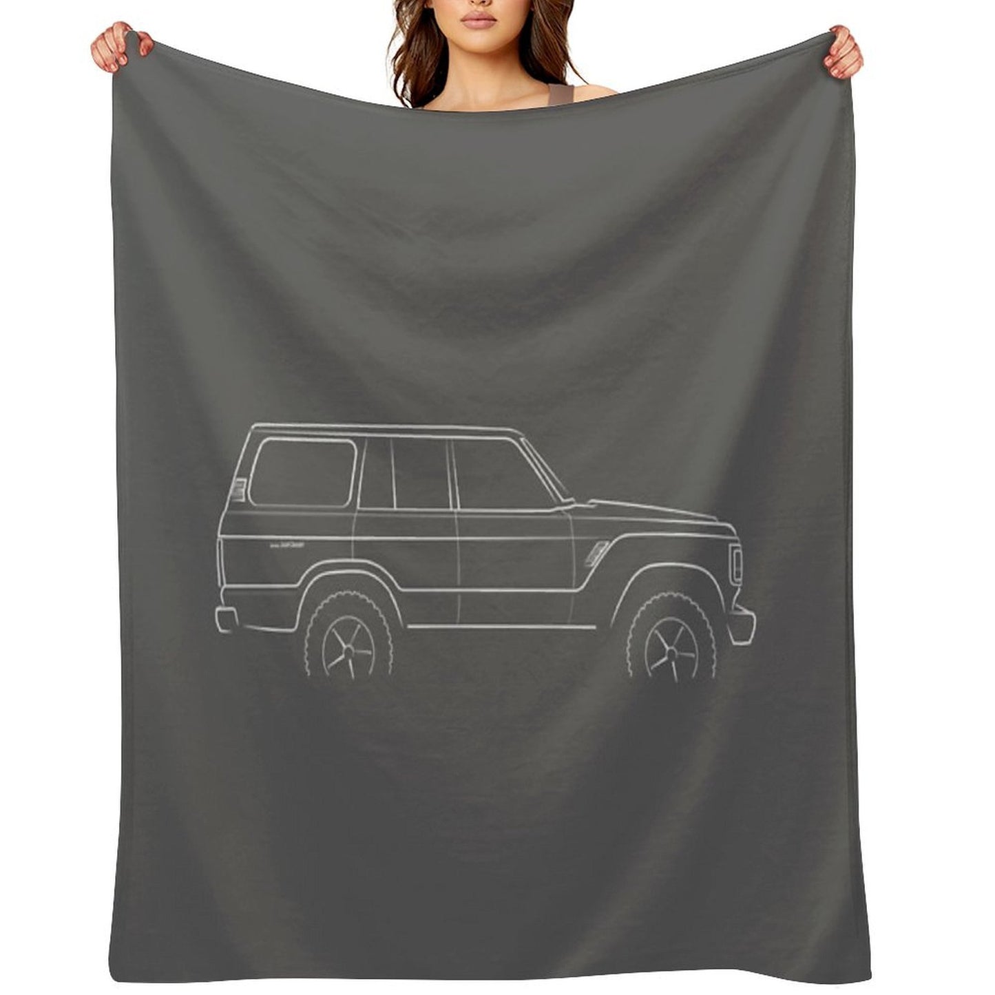 1983 Toyota Land Cruiser 60 Series - Profile Stencil, White Eco-conscious Throw Blanket