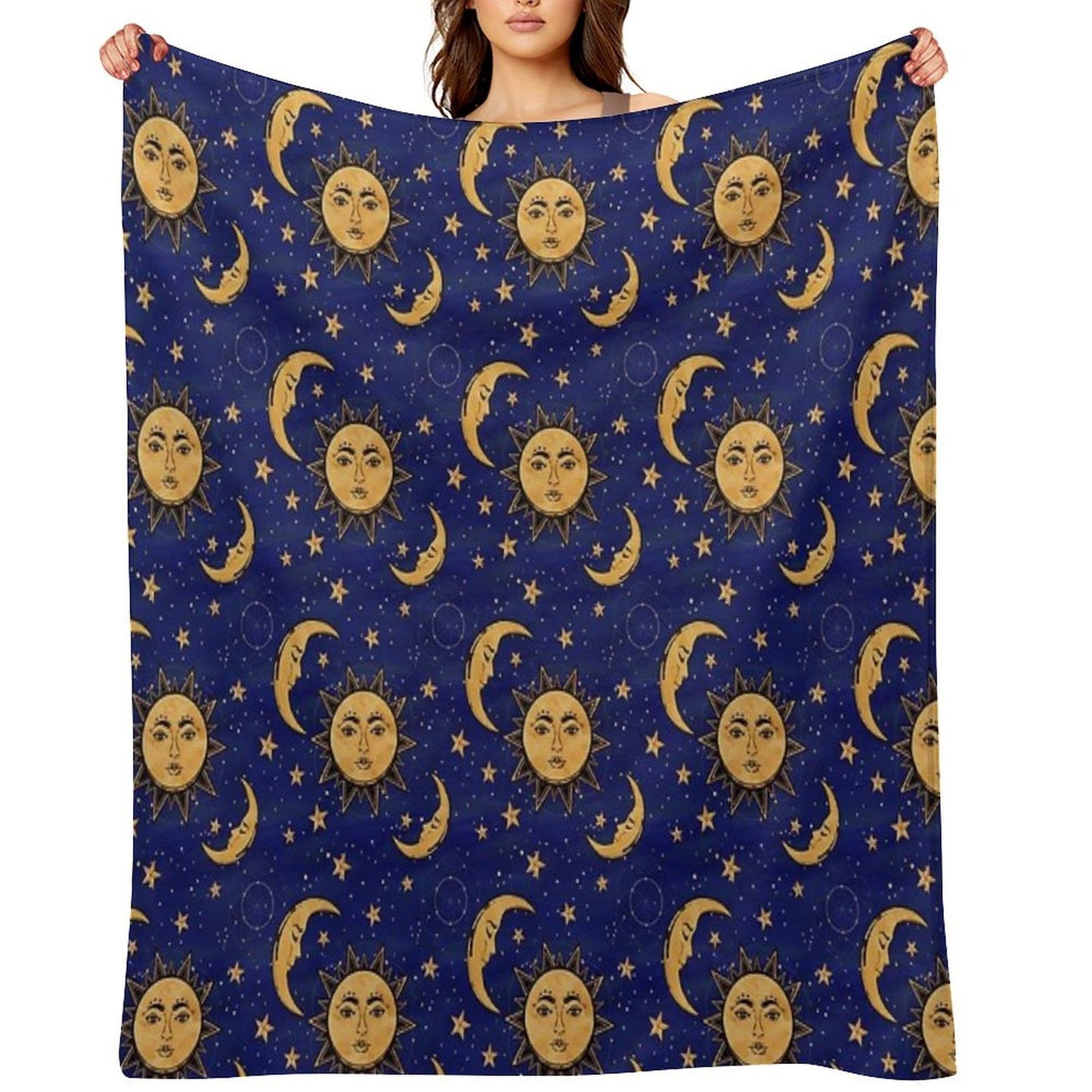 Vintage Moon And Sun Stars Celestial Eco-conscious Throw Blanket