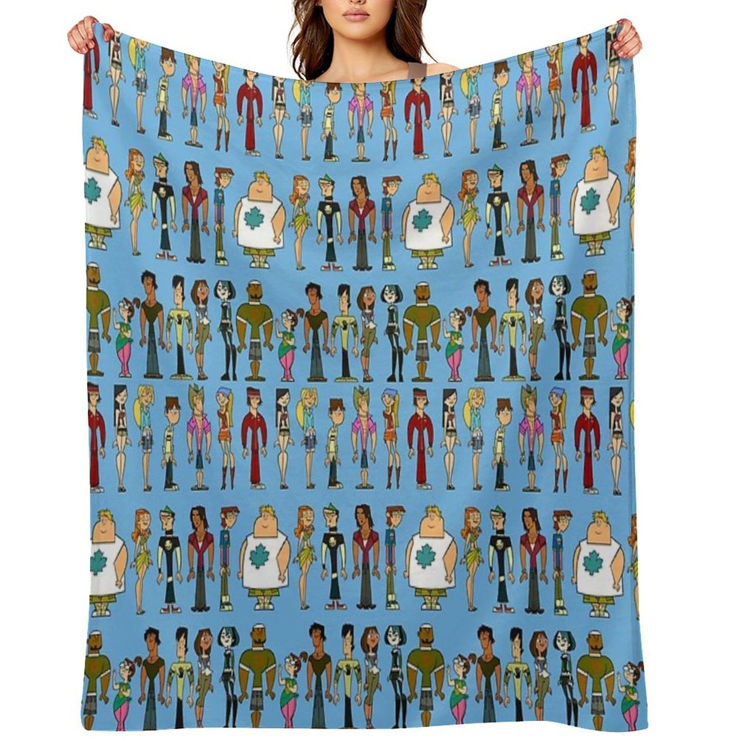 Total Drama; Light Blue Wrinkle-free Throw Blanket