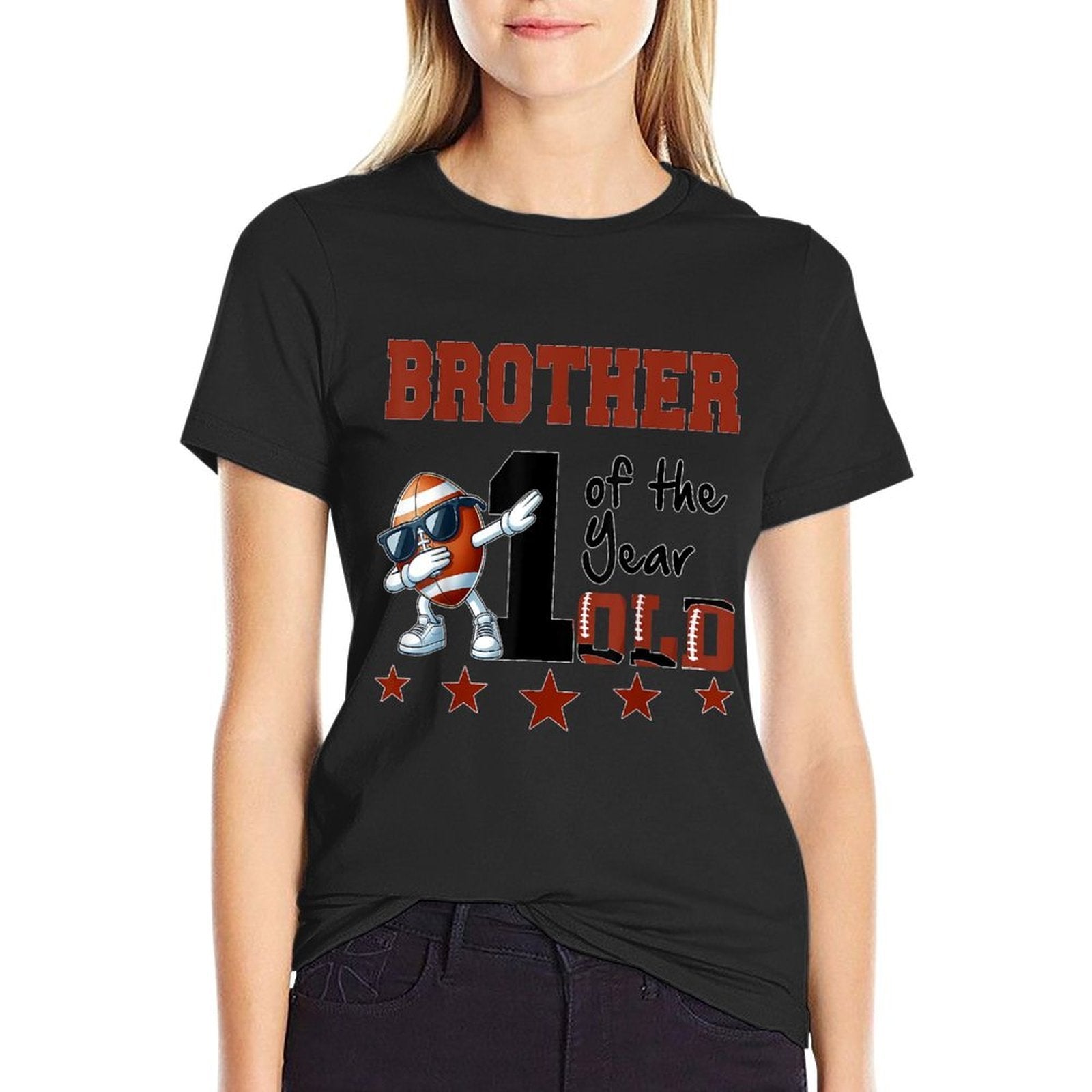Brother of The 1 Year Old Football 1st Year Down Birthday  Relaxed-fit T-Shirt