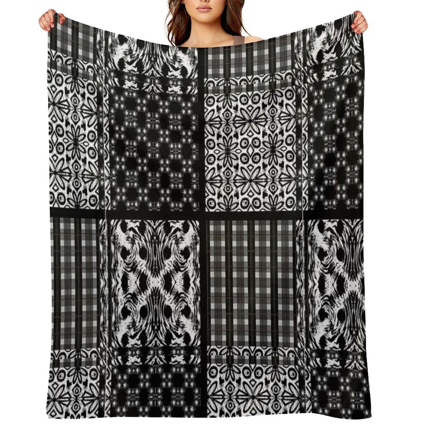 Mixed Black And White Pattern Gift-ready Throw Blanket