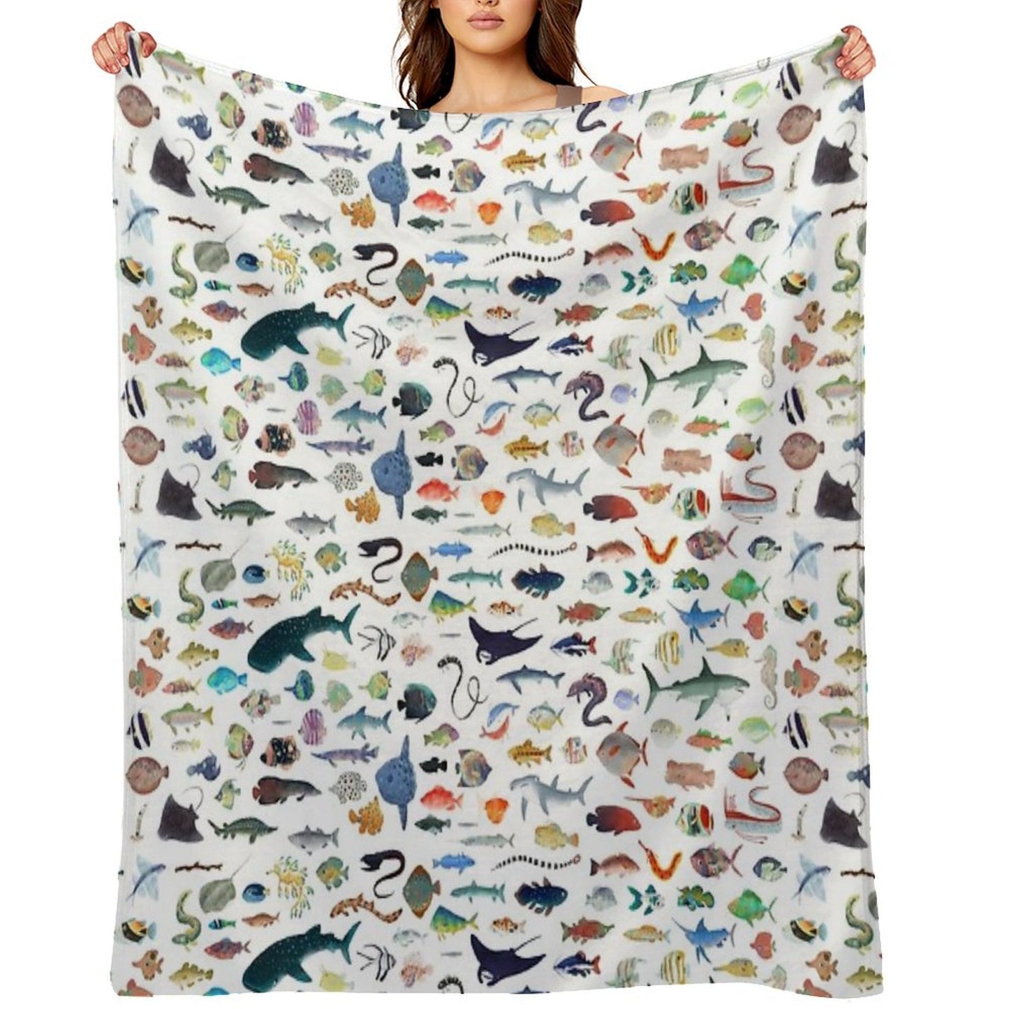 One Hundred Fish Multi-functional Throw Blanket