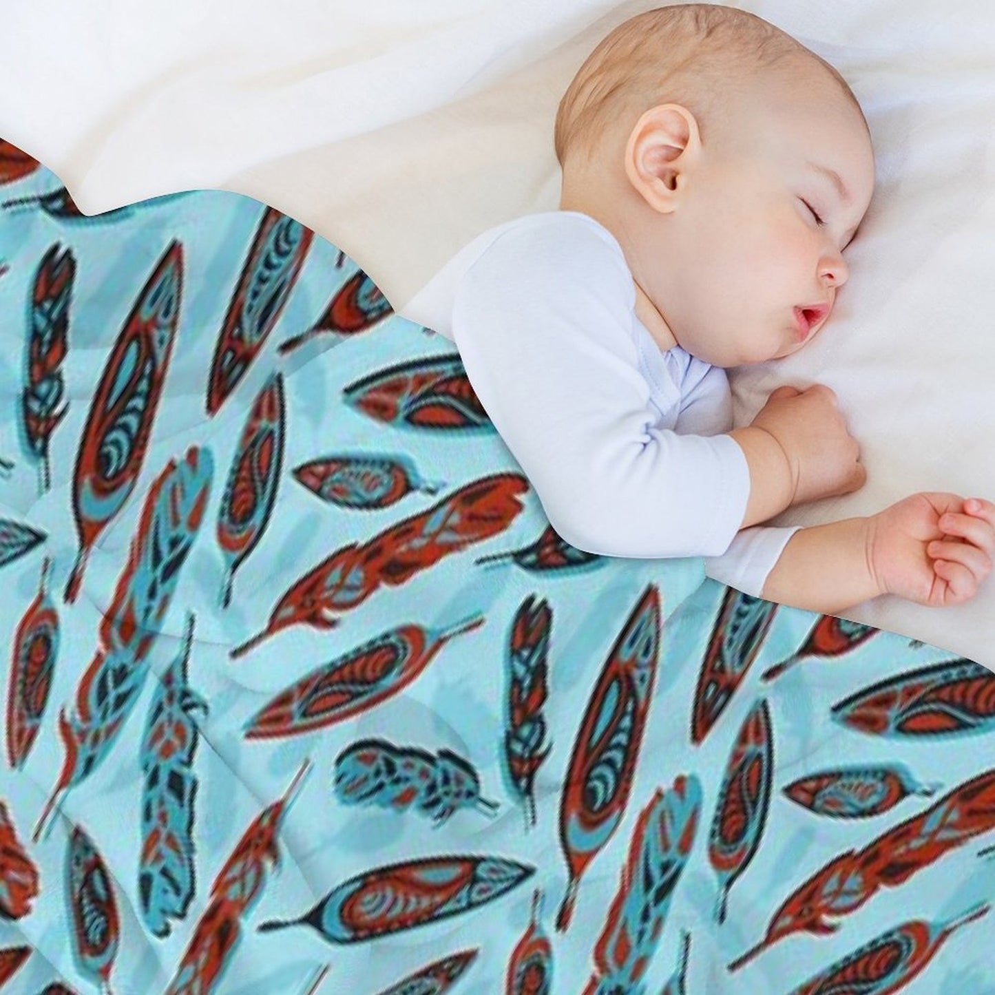 Tlingit Feathers - Blue Travel-friendly Throw Blanket