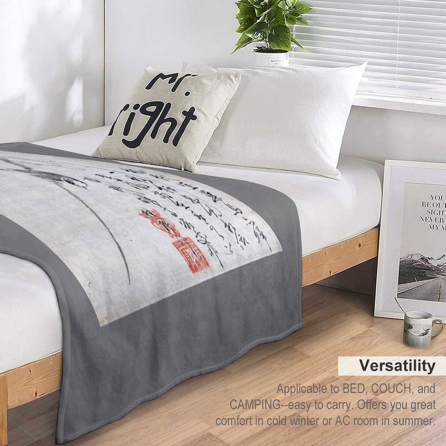 Bird on A Branch (Restored Japanese Artwork) Comfort Throw Blanket