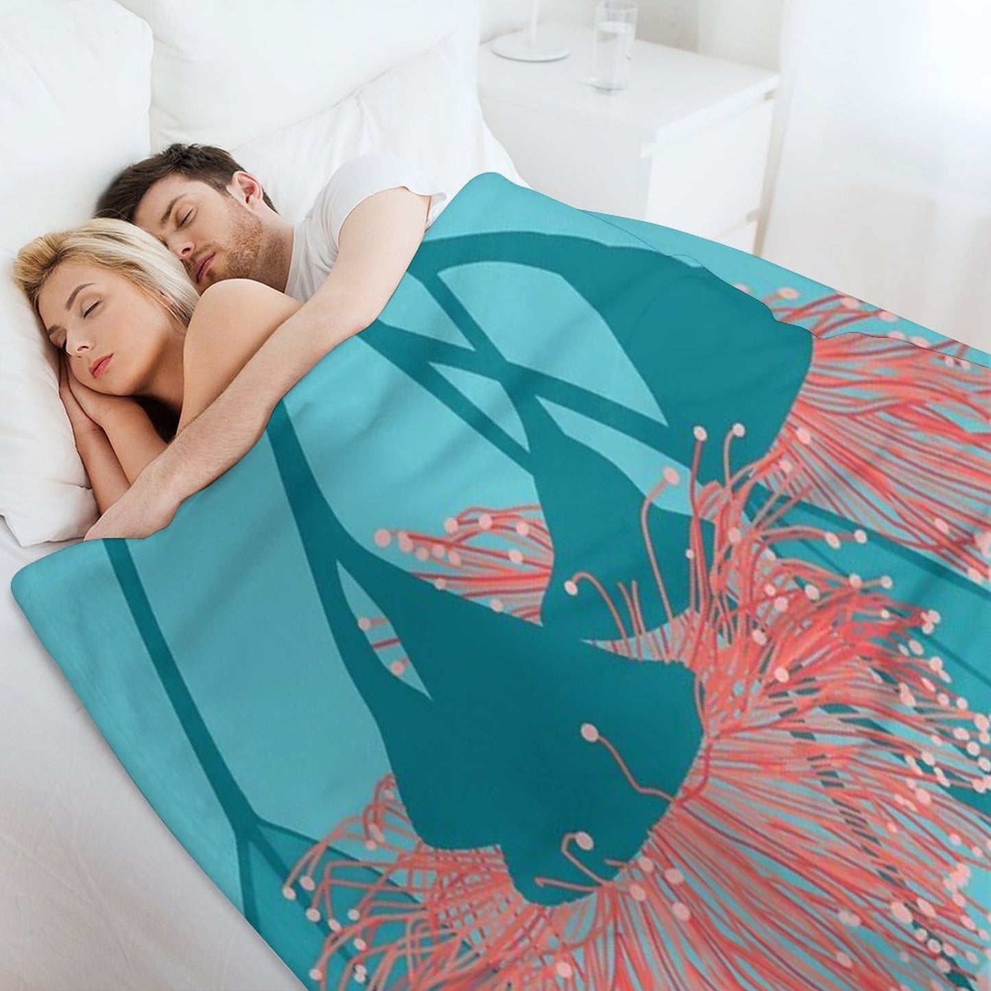 Gum Blossom Eucalyptus Pink Blue Comfort Throw Blanket