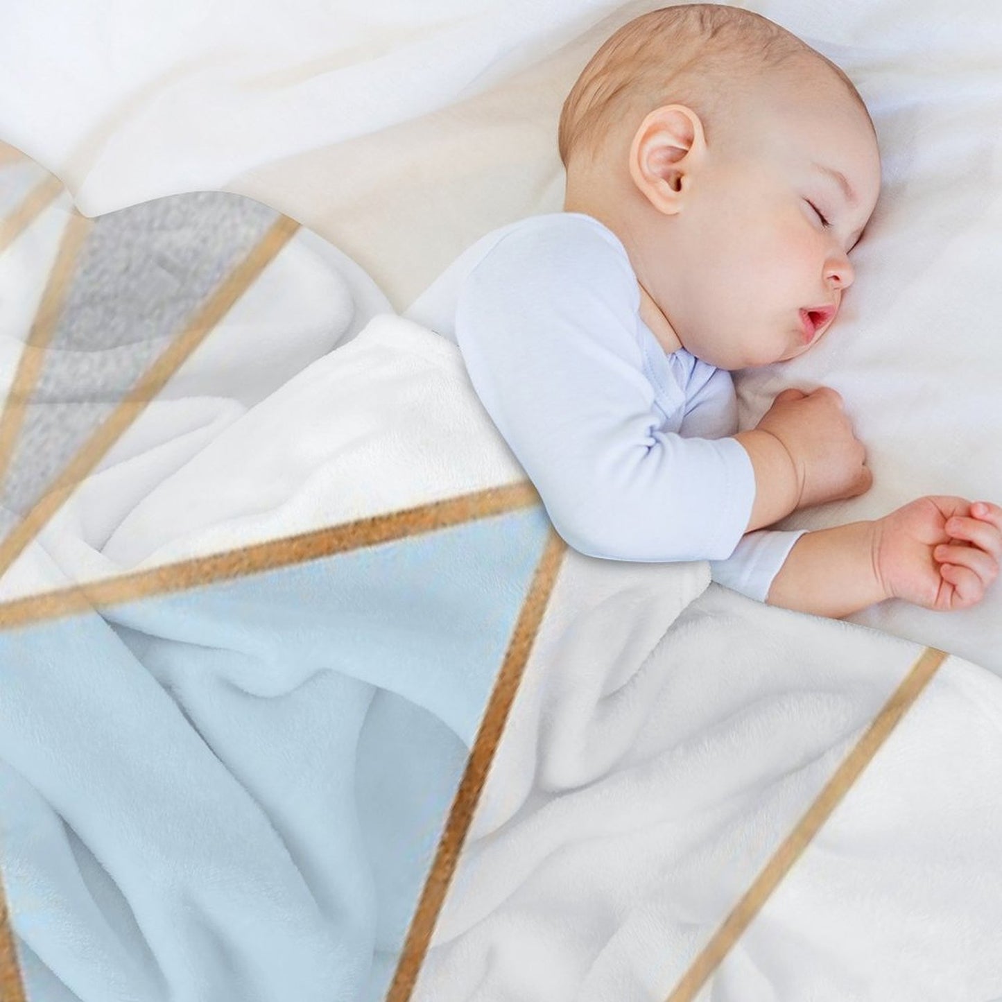 Blue, Grey & Gold Geo Eco-conscious Throw Blanket