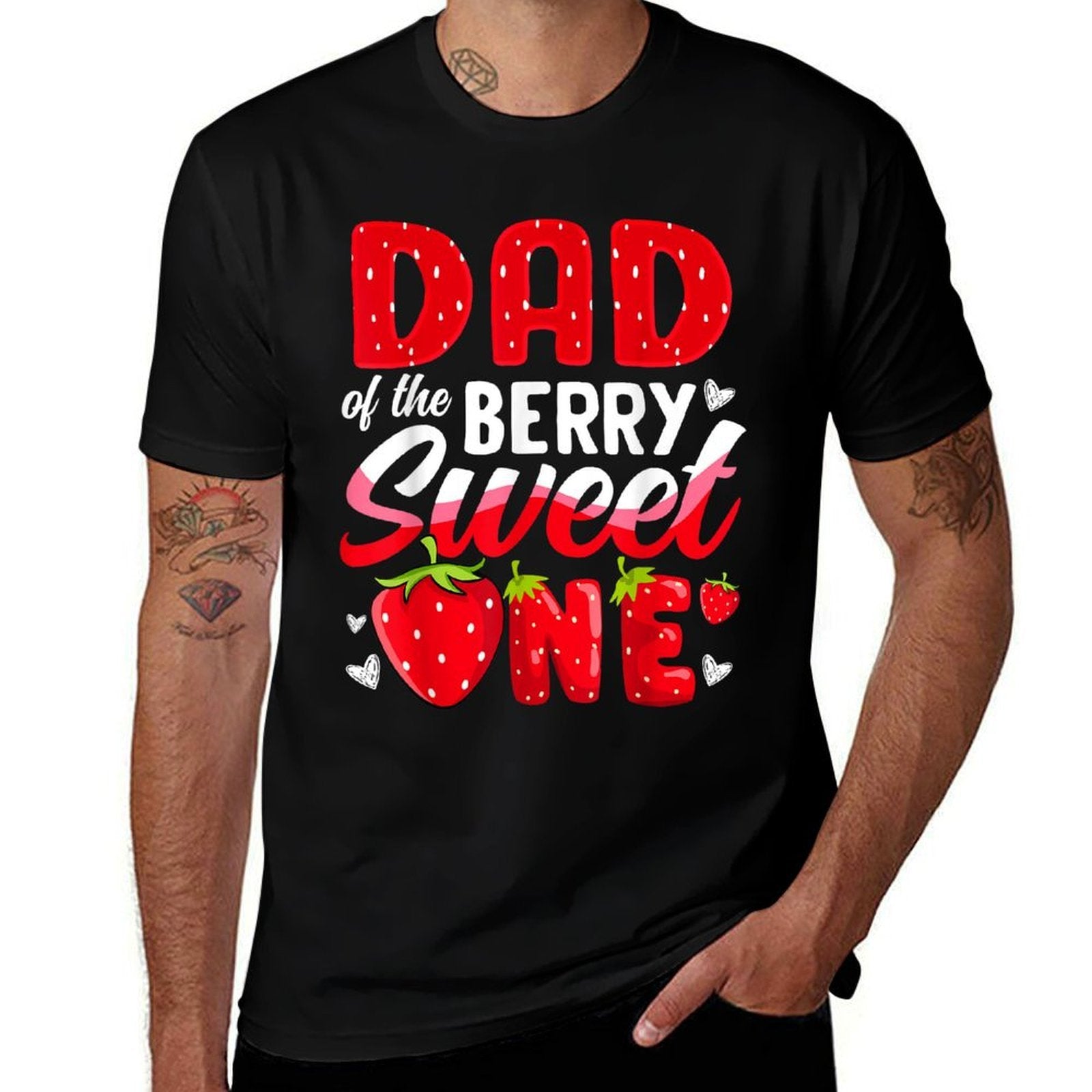 Dad Of The Berry Sweet One Strawberry 1st Birthday  Breathable T-Shirt