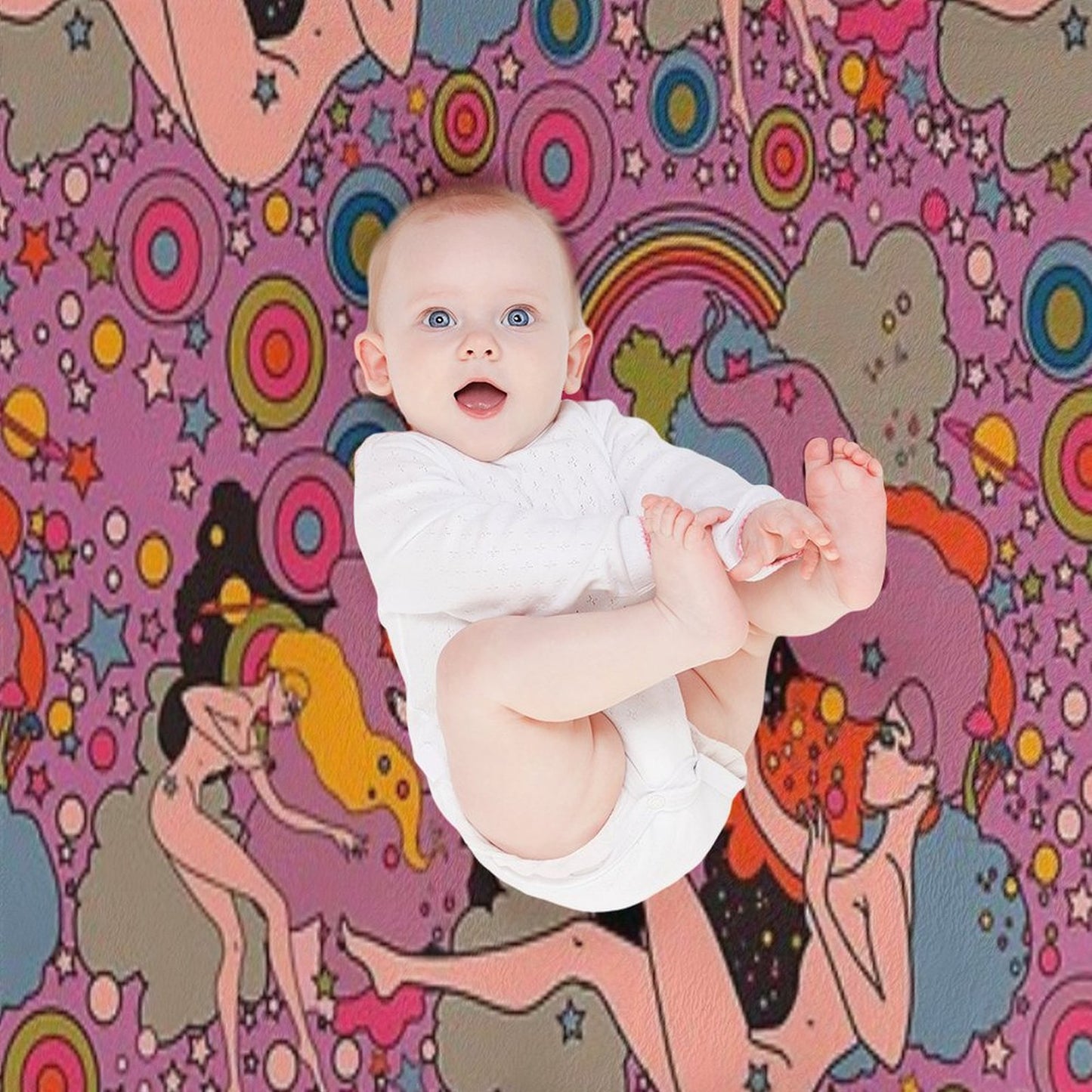 PINK SPACE VIOLET GIRLS Wrinkle-free Throw Blanket