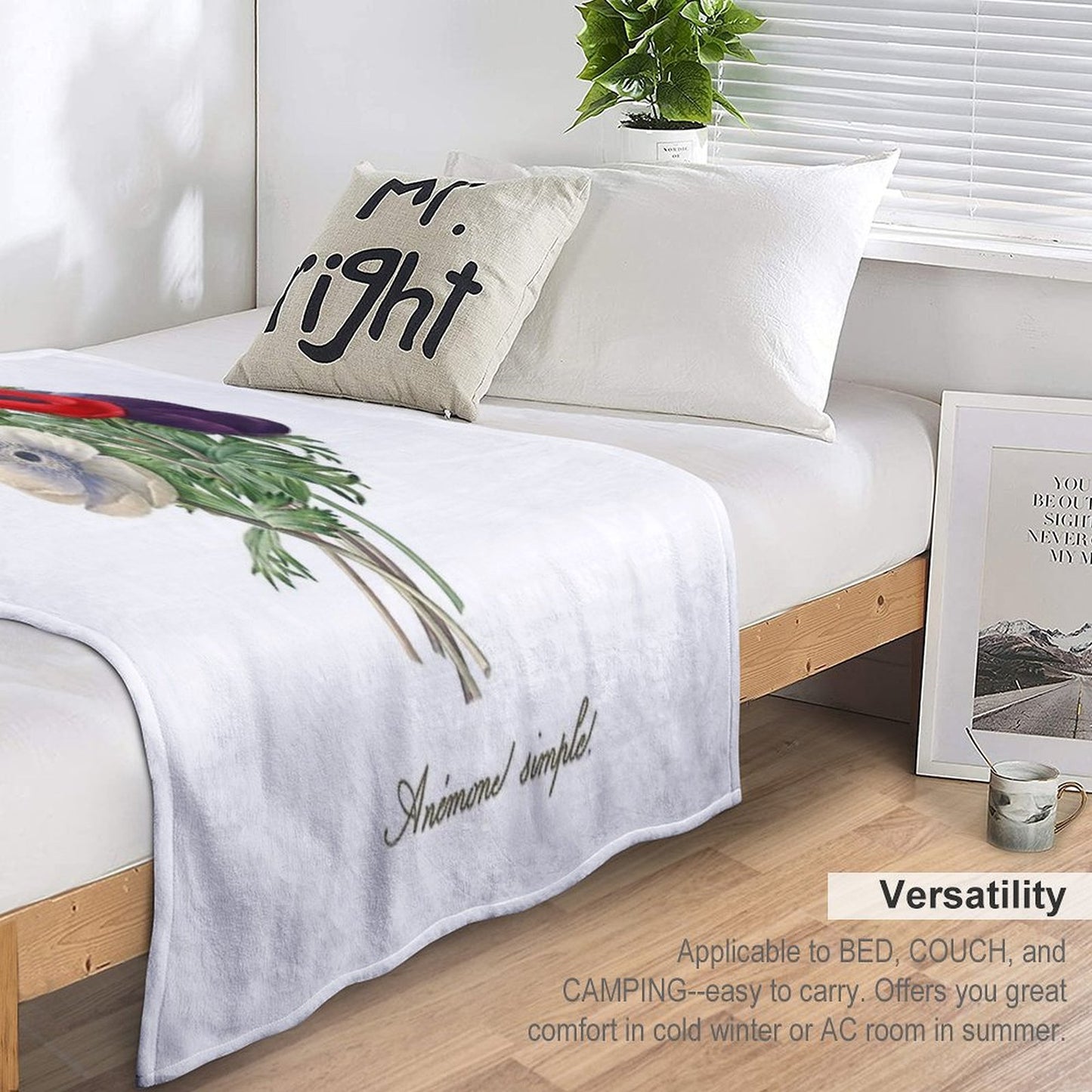 Anemone Illustration Sustainable Throw Blanket
