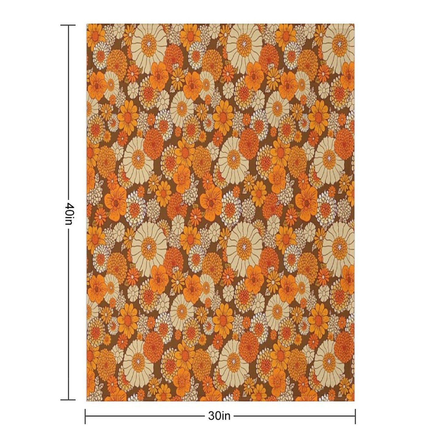 70s Retro Daisies, Vintage Flower Power, Orange And Brown, Boho, Premium Throw Blanket