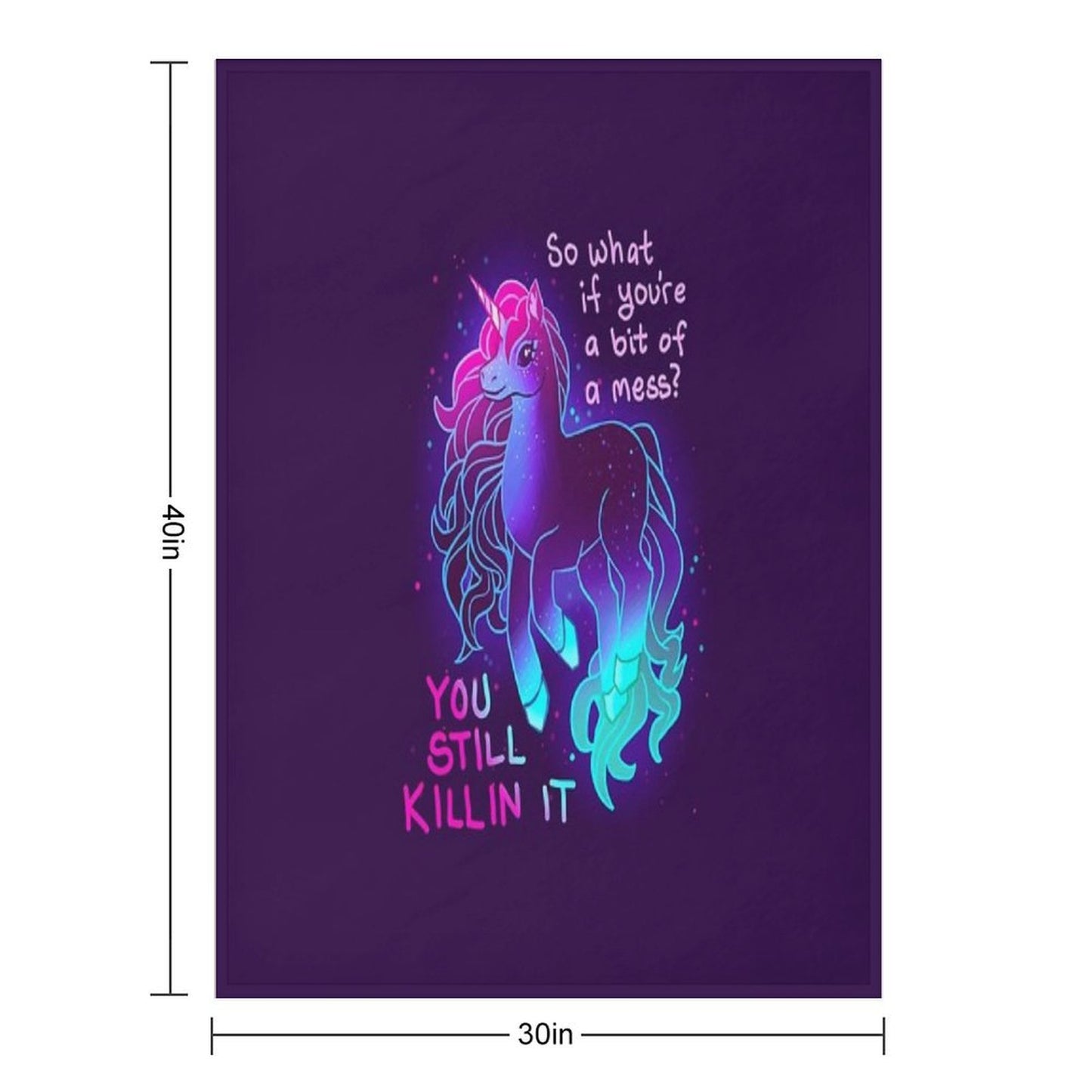 YOU STILL KILLIN IT Neon Unicorn Machine-washable Throw Blanket