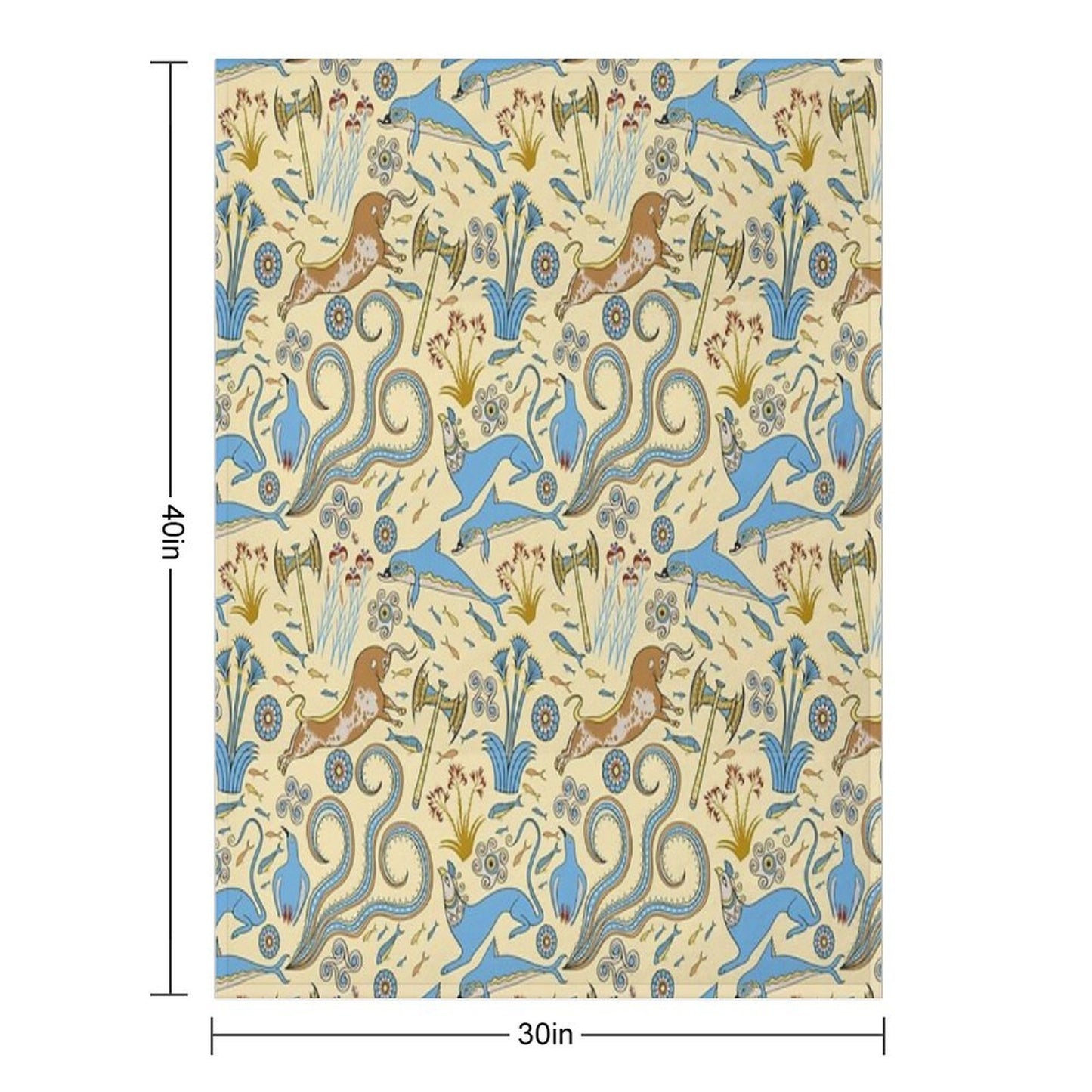 Minoan Fresco Motifs Pattern Shrink-resistant Throw Blanket