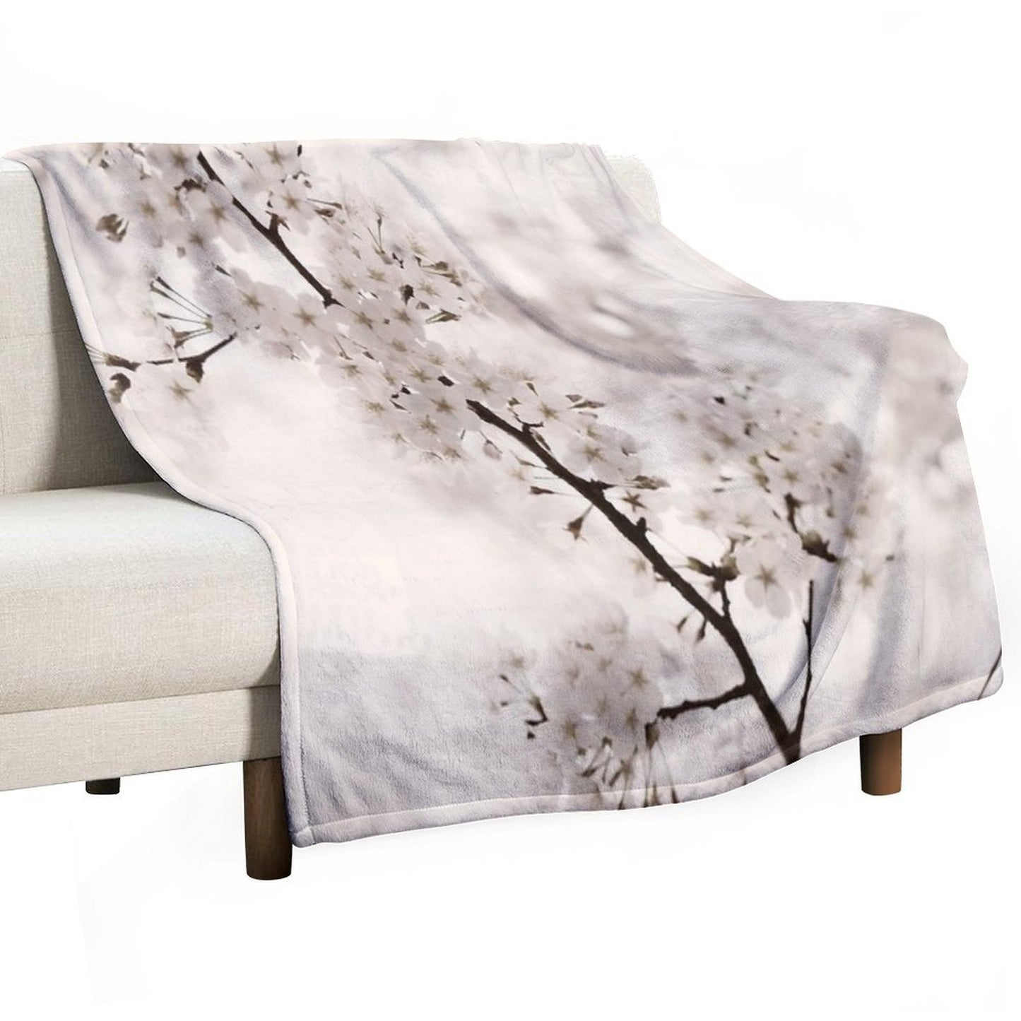 Cherry Blossom Artistic Closeup Sepia Toned Art Photo Print Easy Care Throw Blanket