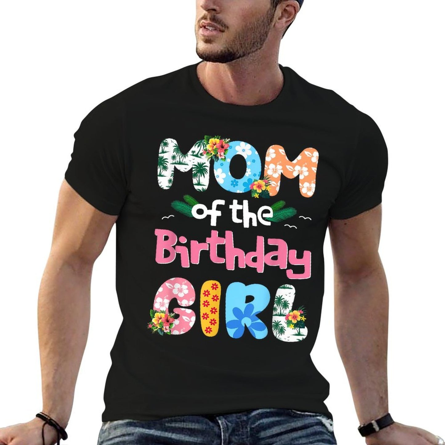 Mom And Dad Of The Birthday Girl Hawaii Family Party Funny Fade-proof Color T-Shirt
