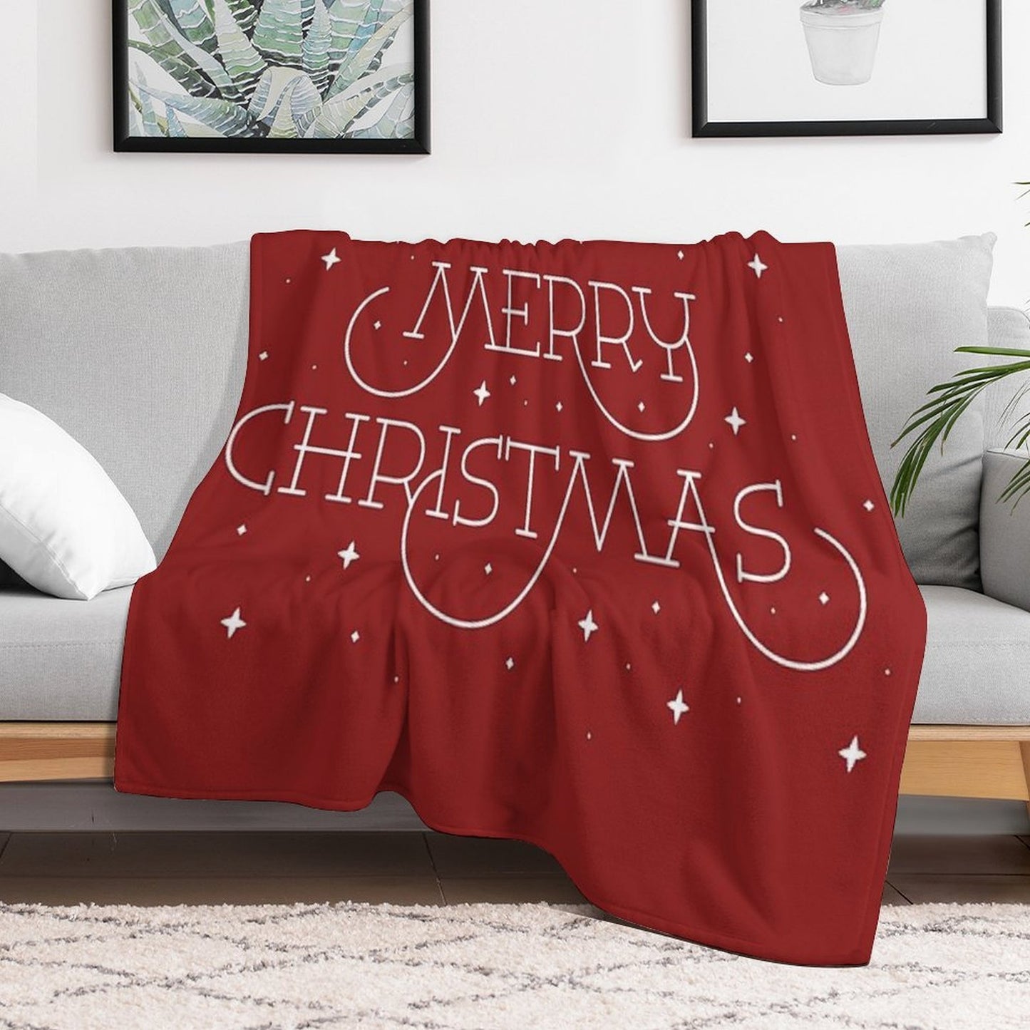 Merry Christmas Easy Care Throw Blanket