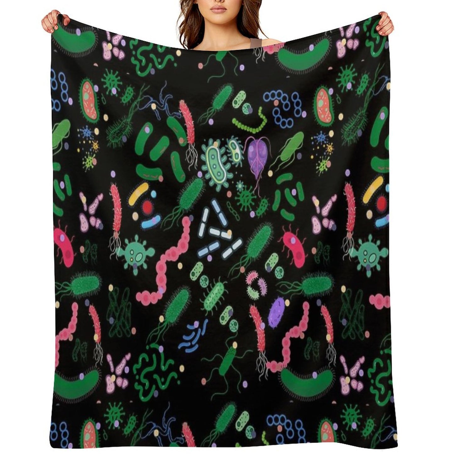 Microbiologist Pattern Microbes, Virus, Bacteria-microbiology Quick-dry Throw Blanket