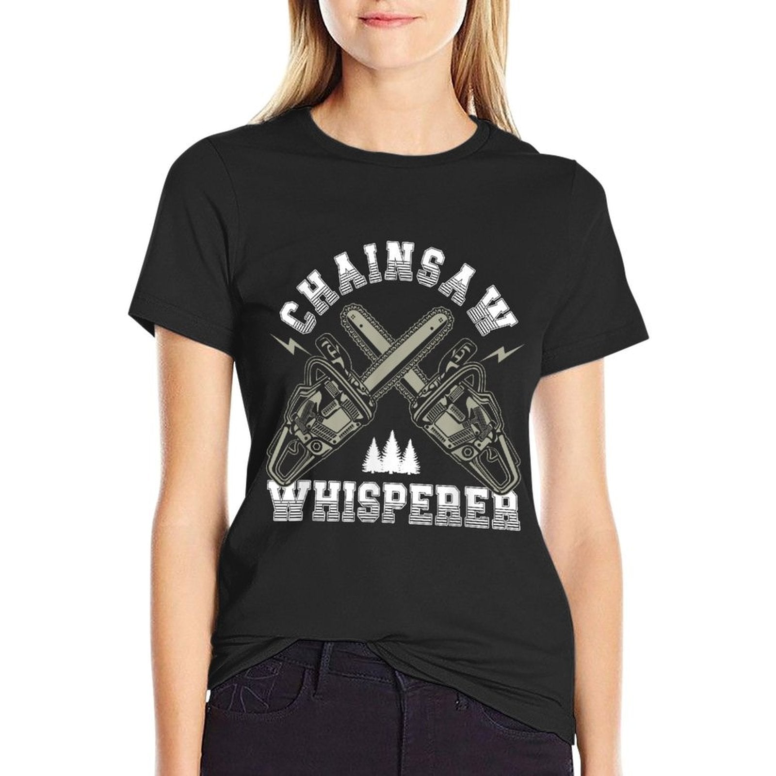 Chainsaw Whisperer  Lumberjack Forest  Woodworker  Ribbed Collar T-Shirt