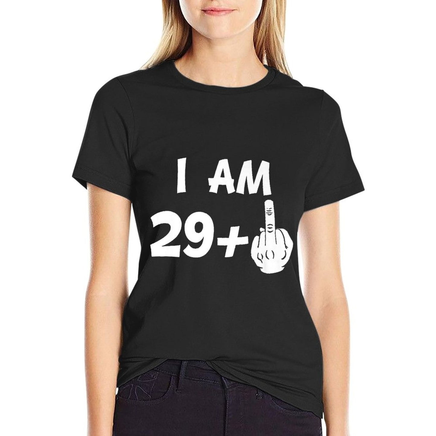 I Am 29 Plus Middle Finger Funny 30th Birthday Rolled Sleeves T-Shirt
