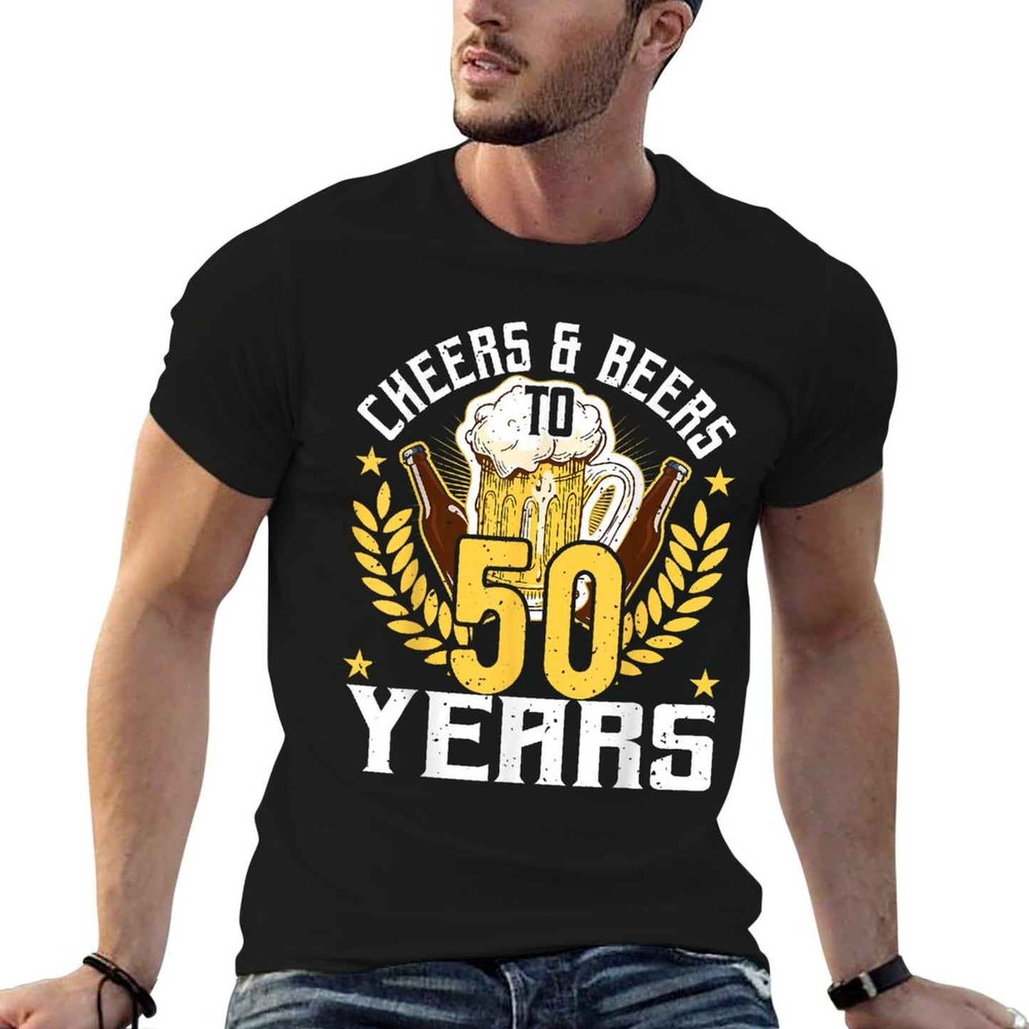 Cheers And Beers To 50 Years, Beer Lover 50th Birthday Summer-ready Fabric T-Shirt