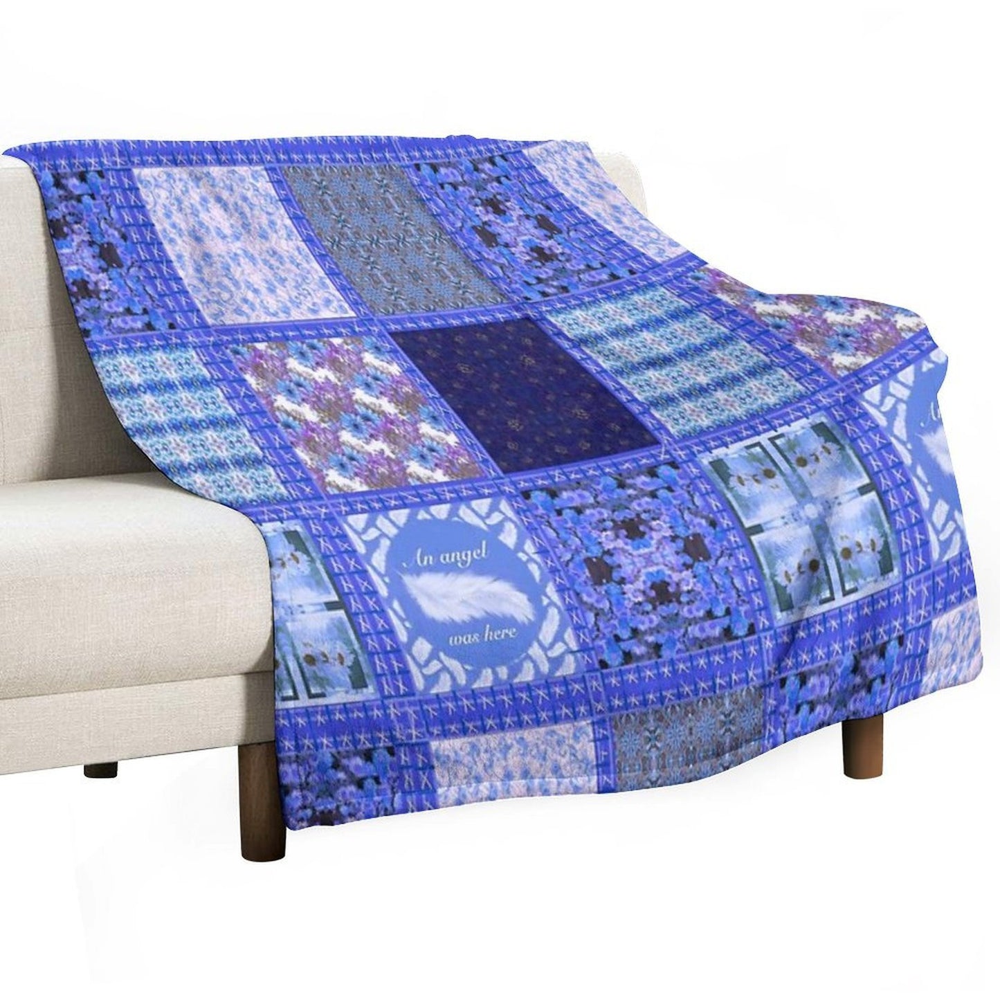 Blue Patchwork Quick-dry Throw Blanket