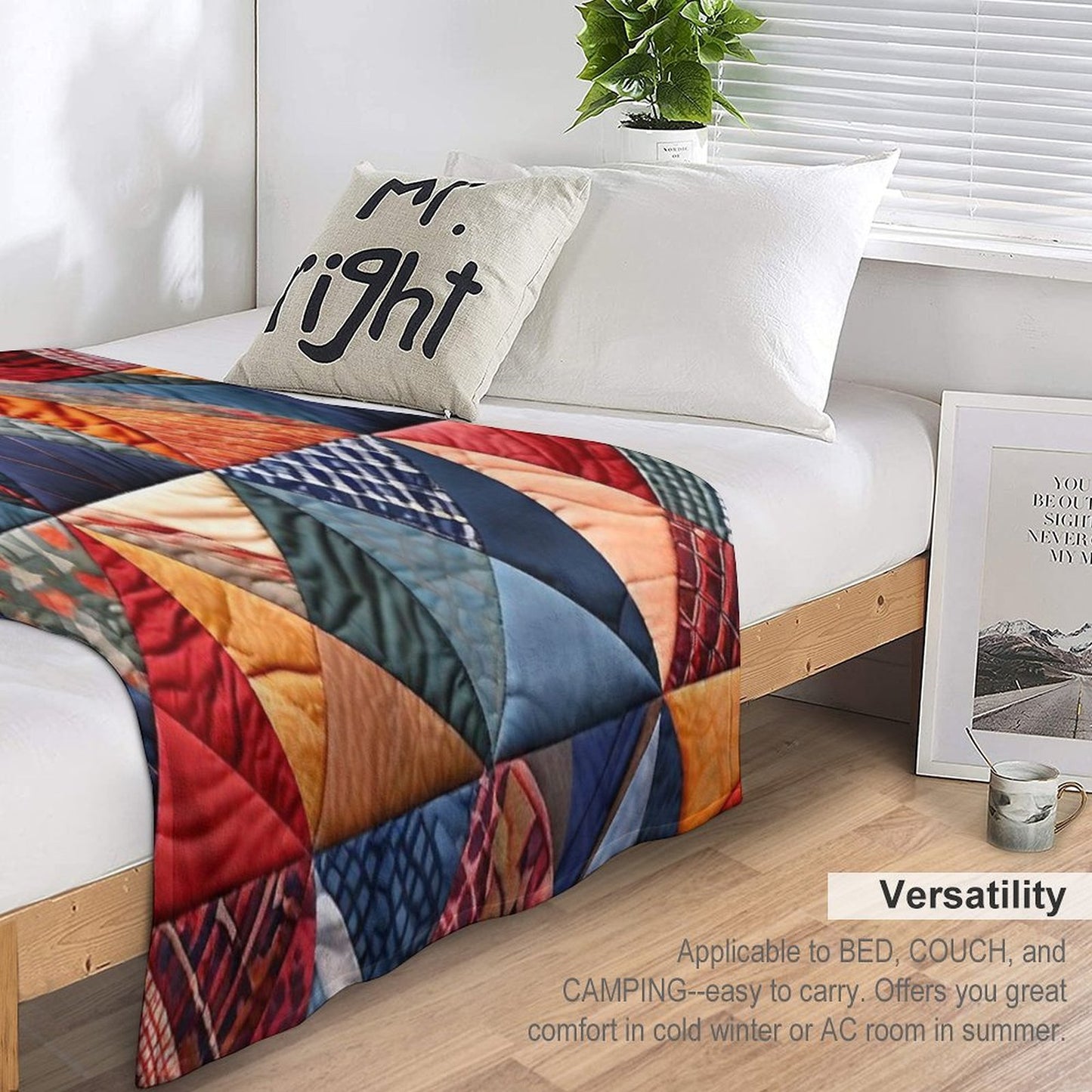 Quilted Patchwork Pattern Travel-friendly Throw Blanket