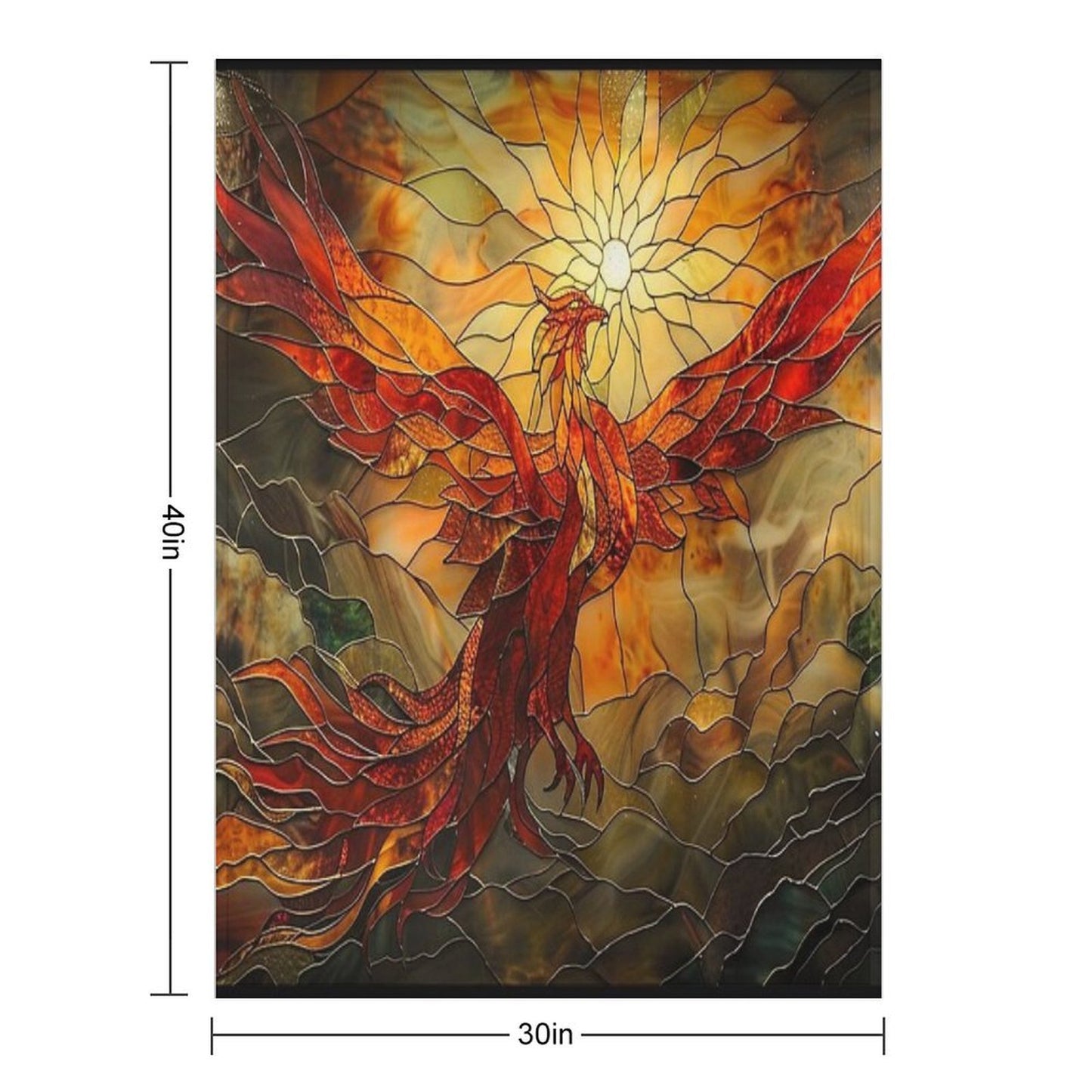 Glorious Phoenix Staine Glass Easy Care Throw Blanket