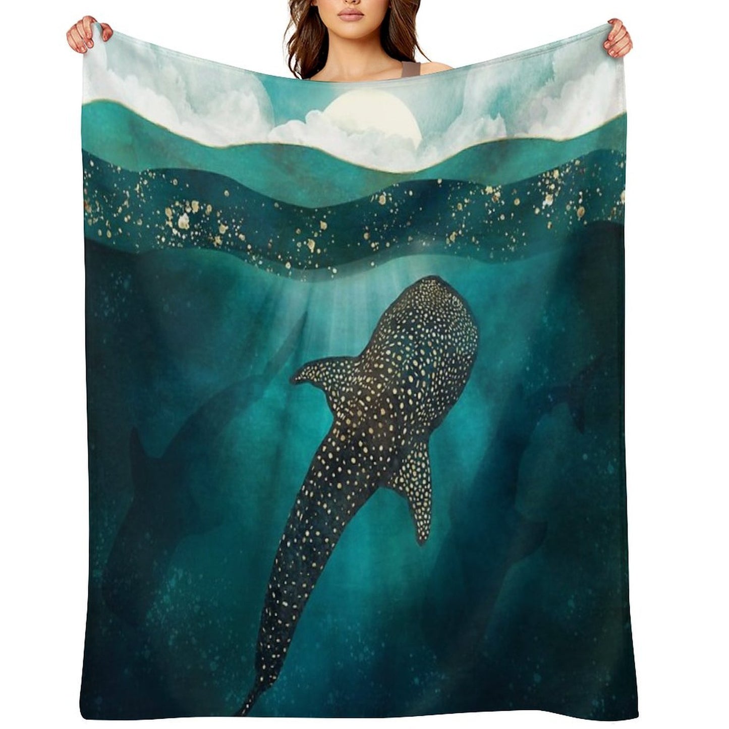 Metallic Whale Shark Durable Throw Blanket