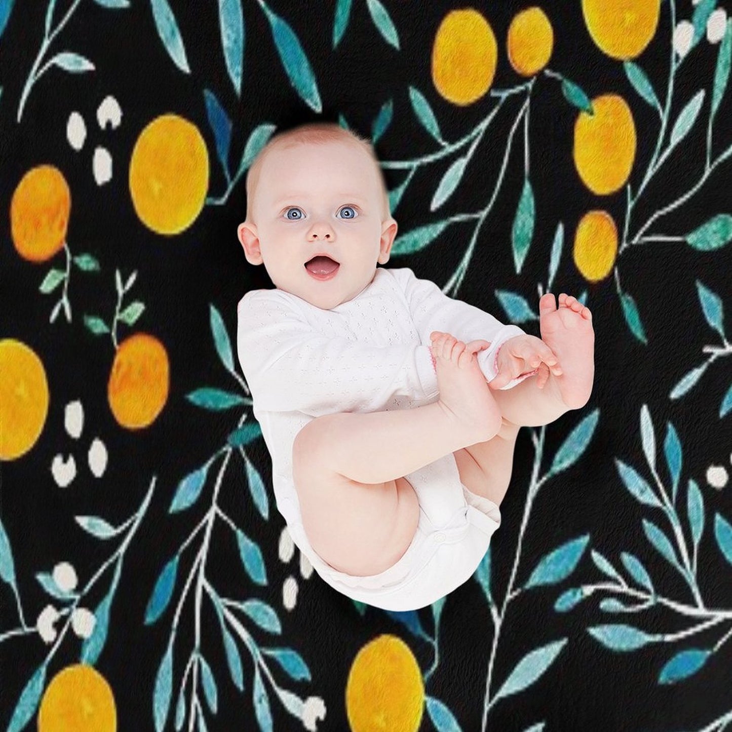 Oranges on Black Multi-functional Throw Blanket