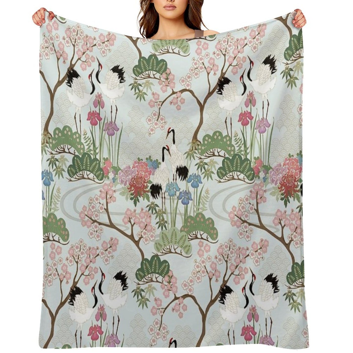 Japanese Garden Chantilly Travel-friendly Throw Blanket