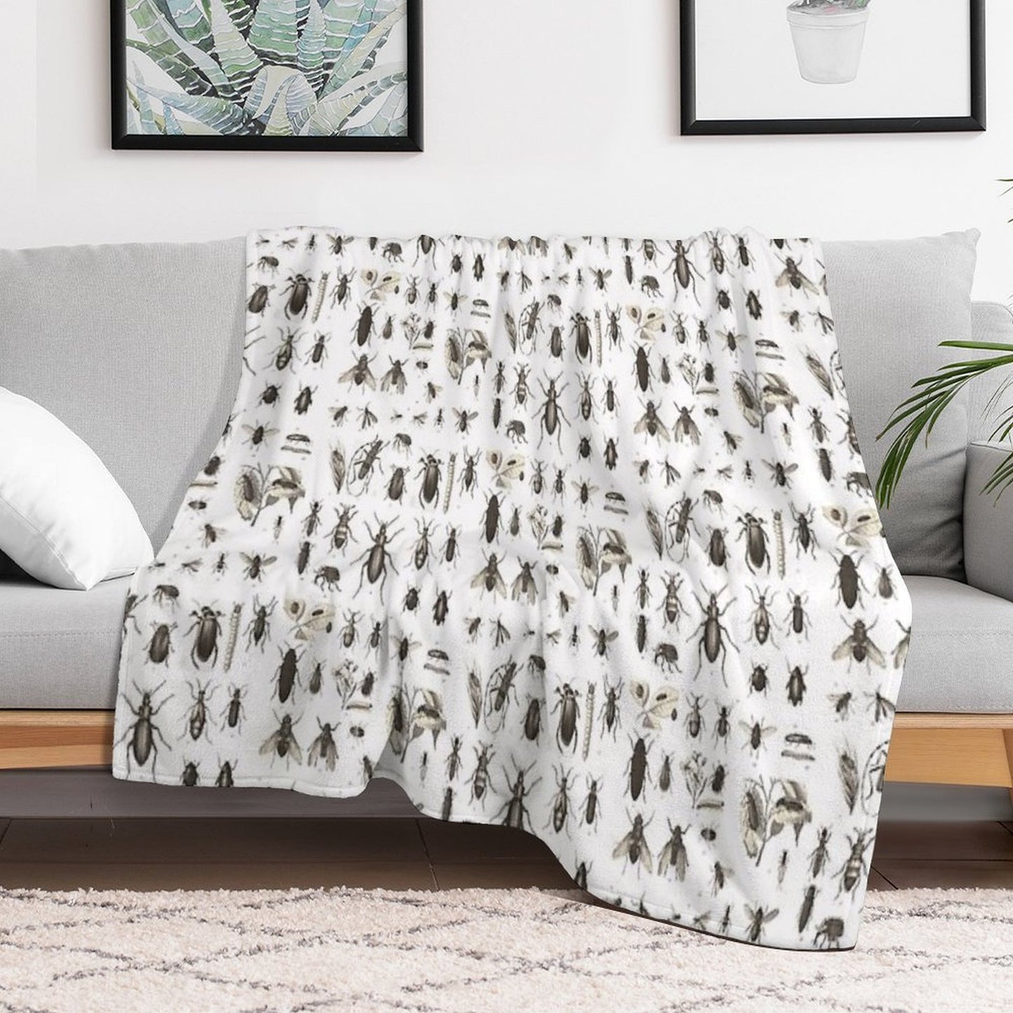 Many Different Bugs Vintage Entomology Multi-functional Throw Blanket