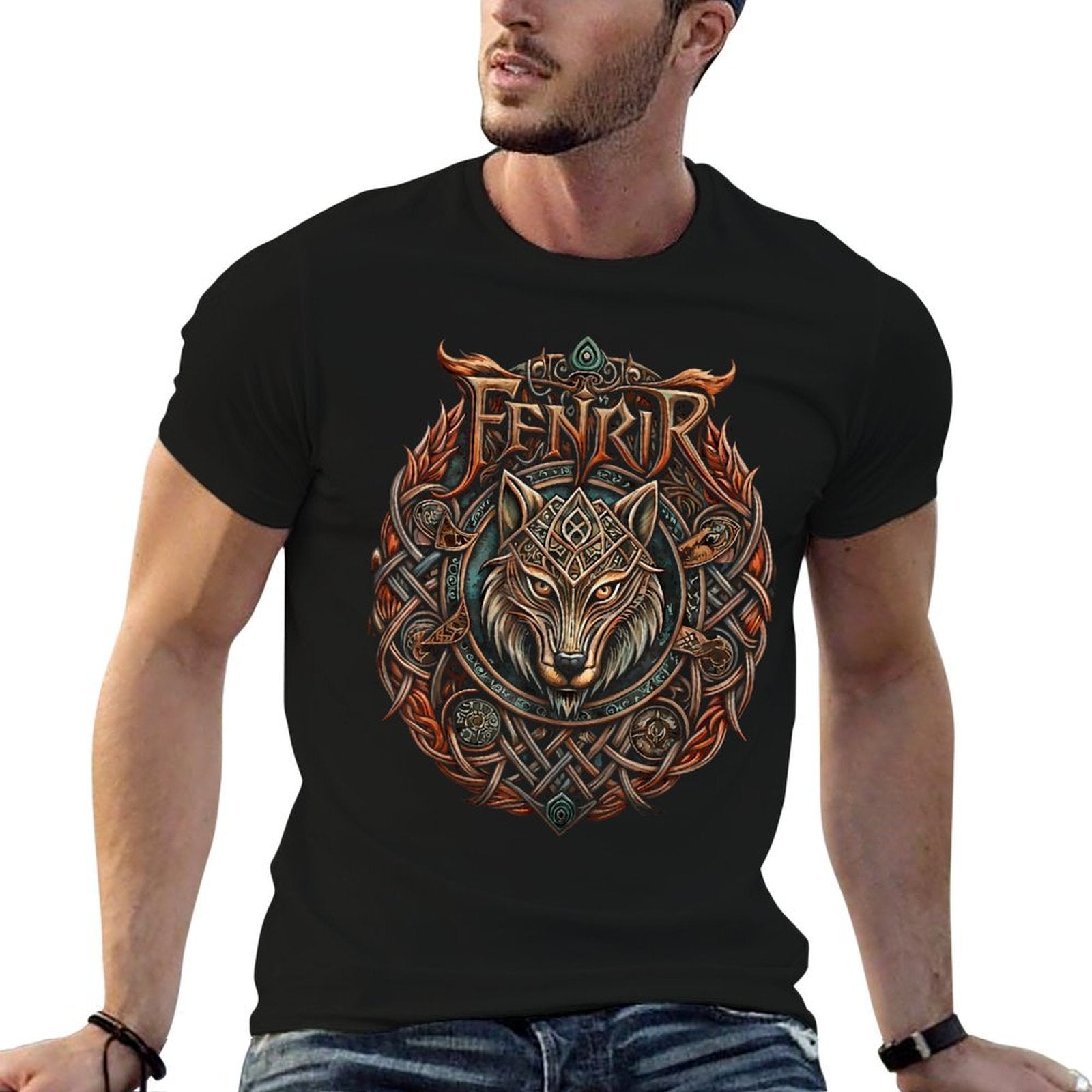 The Chains of Fenrir – Nordic Mythology  Fantasy Wolf  Stretchy T-Shirt