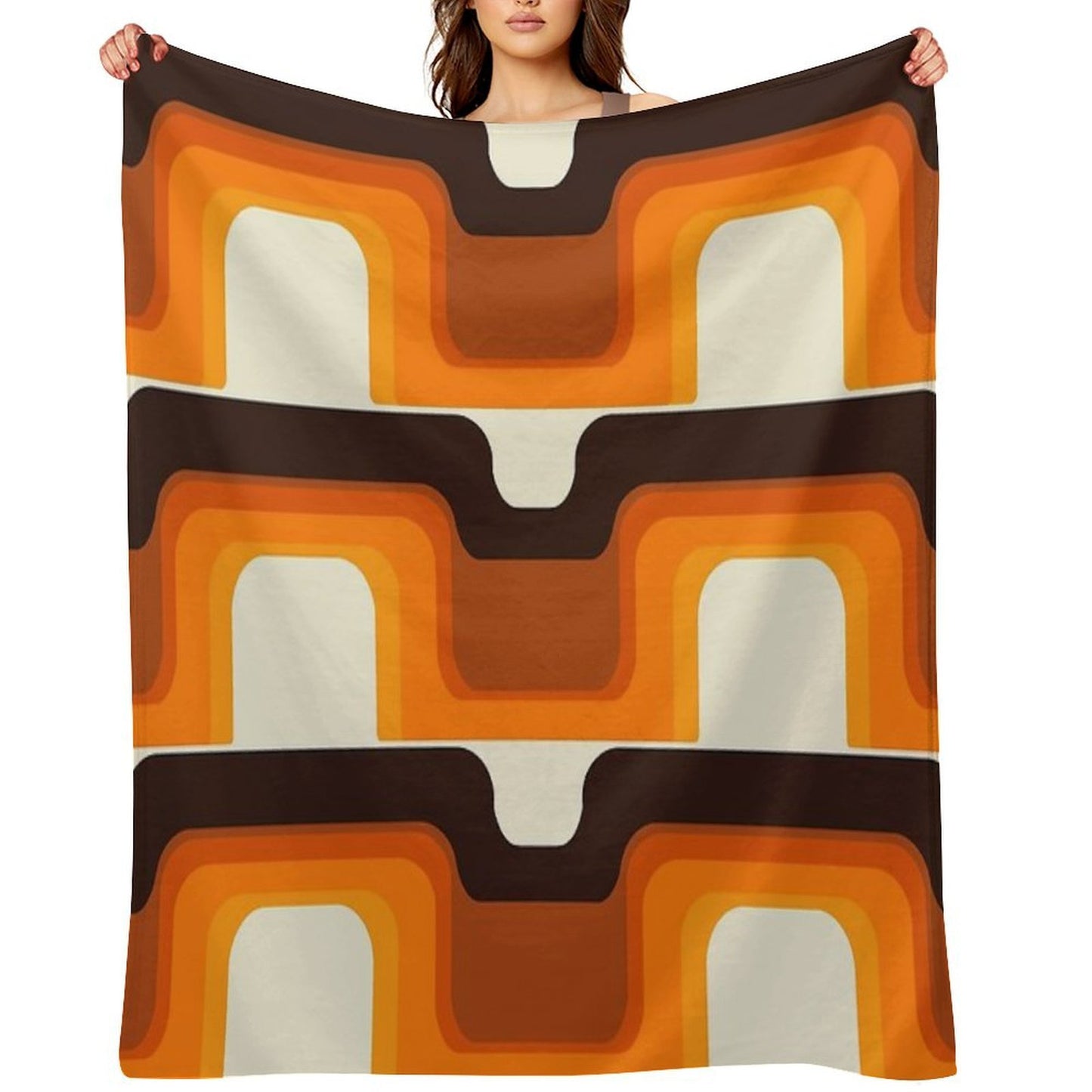 Mid-Century Modern Meets 1970s Orange Velvety-soft Throw Blanket