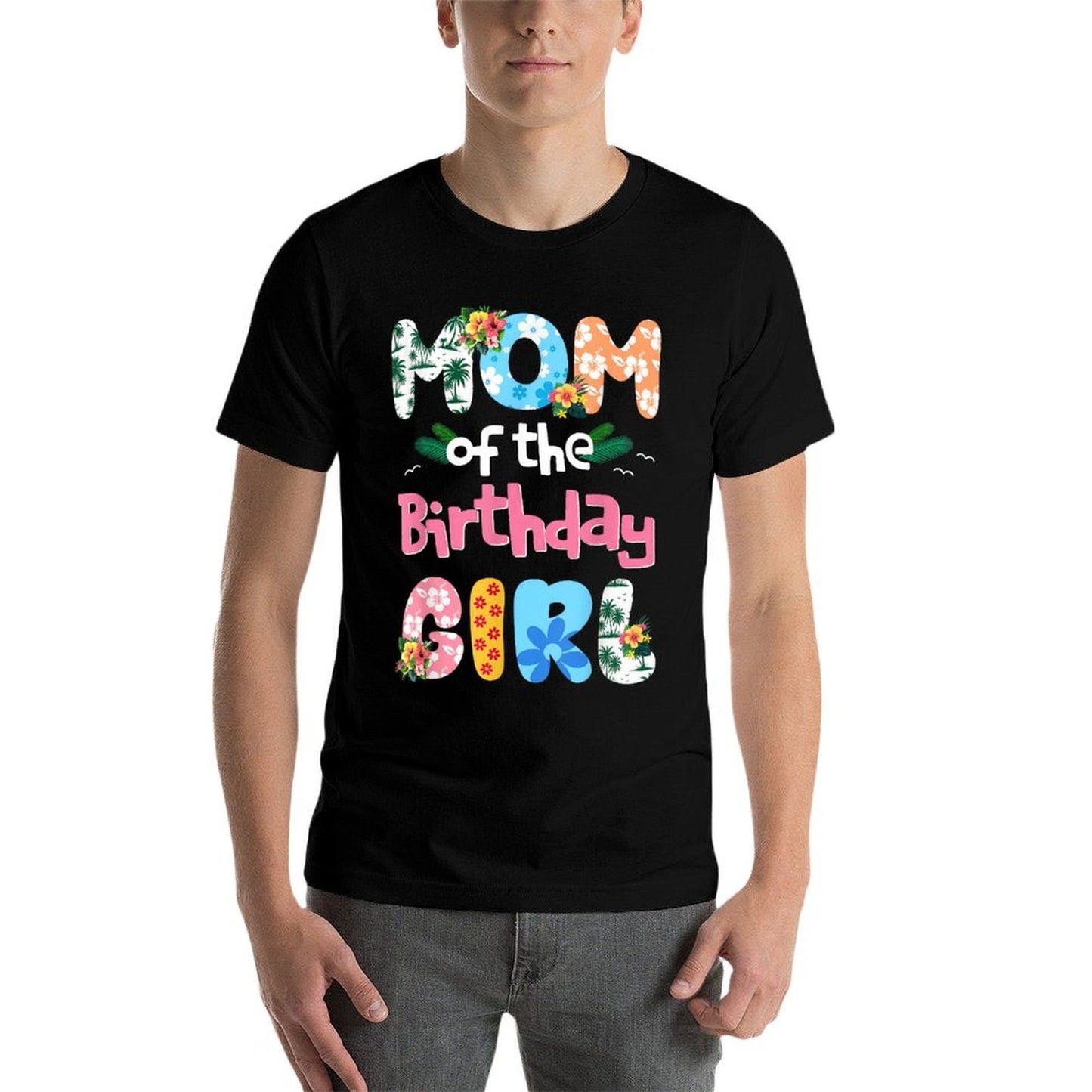 Mom And Dad Of The Birthday Girl Hawaii Family Party Funny Fade-proof Color T-Shirt