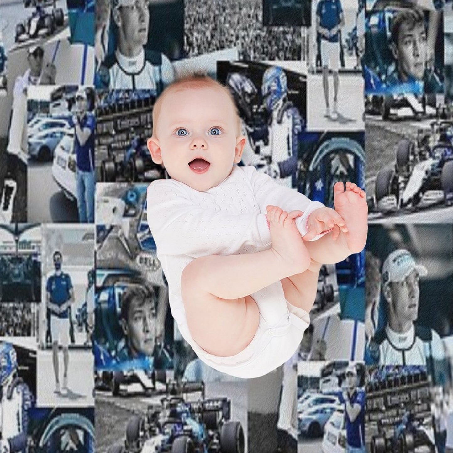 George Russle Williams Racing Collage Machine-washable Throw Blanket