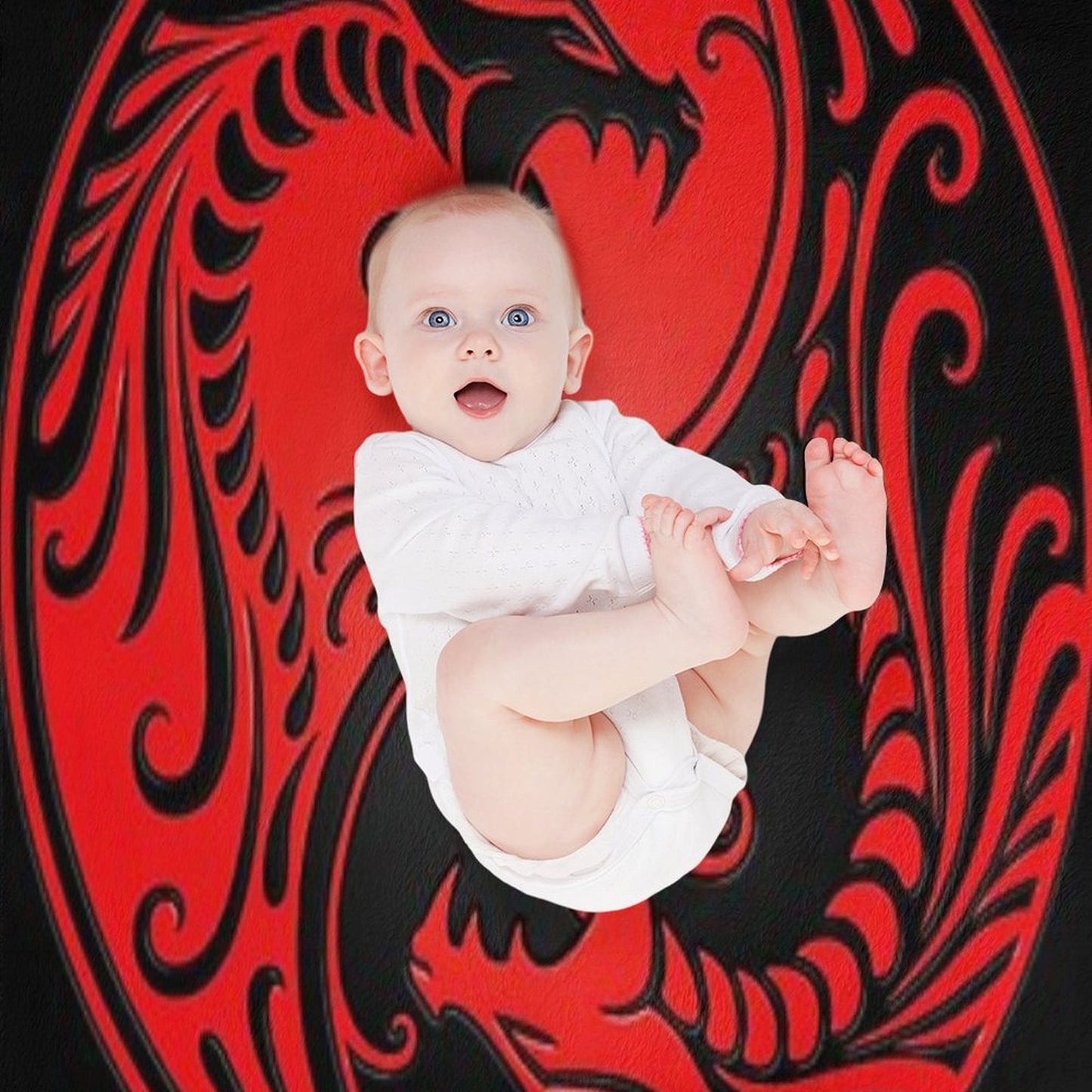 Yin Yang Dragons Red And Black Versatility Throw Blanket