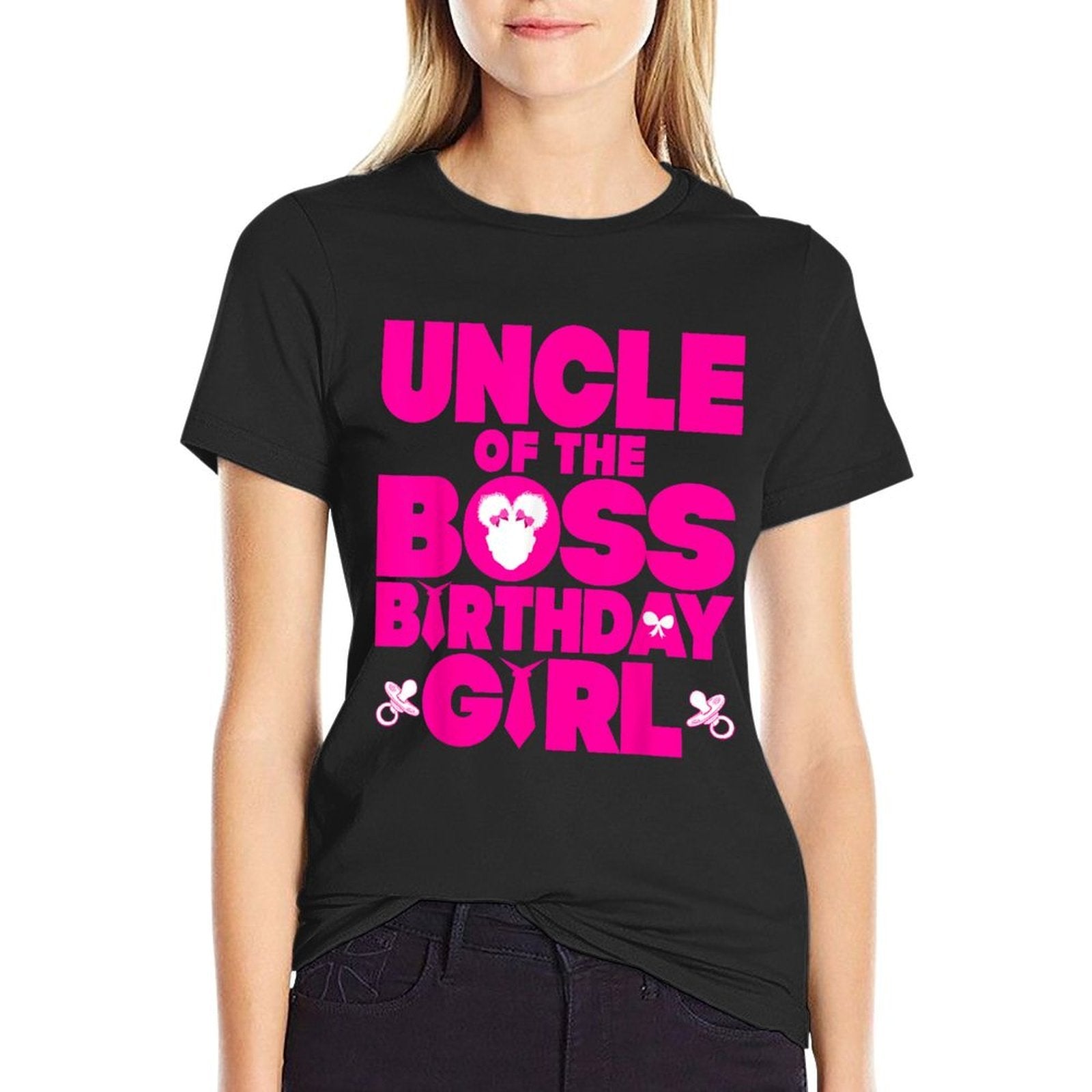 Uncle Of The Boss Birthday Girl Baby Family Decorations  Oversized Silhouette T-Shirt